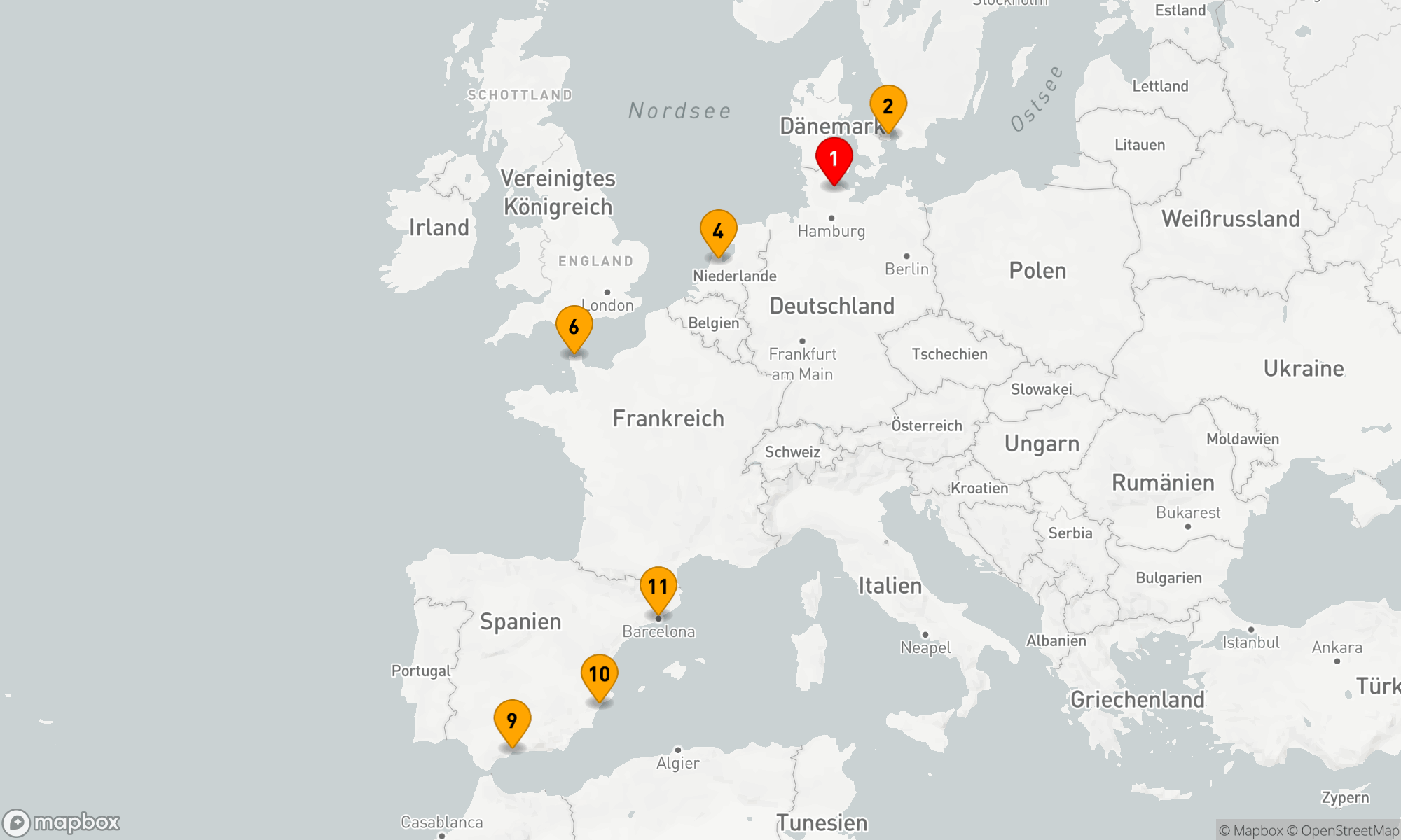 Route 10 Nächte - Von der Ostsee bis zum Mittelmeer: Entdeckungsreise von Kiel nach Barcelona