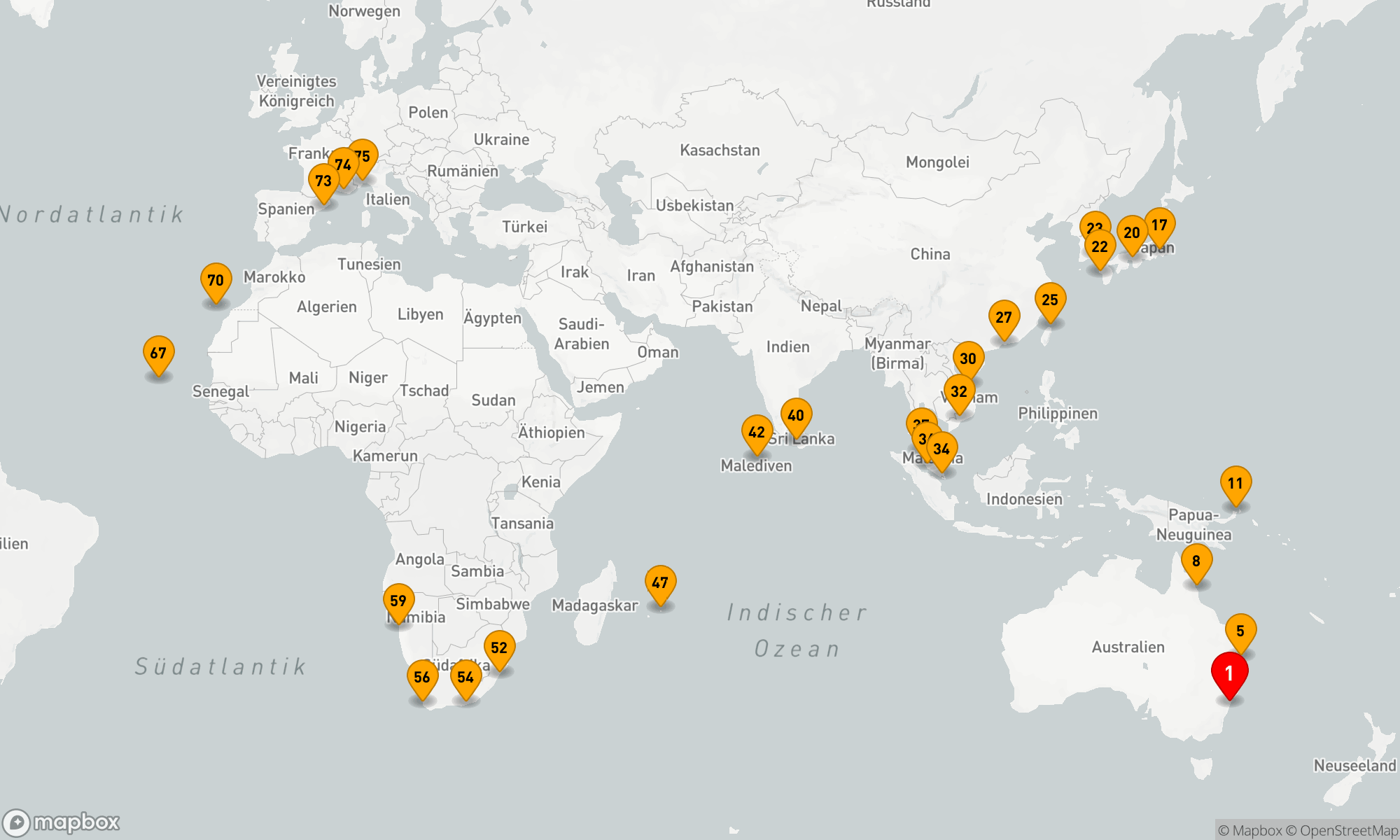 Route 74 Nächte - Weltwunderreisen von Sydney nach Savona
