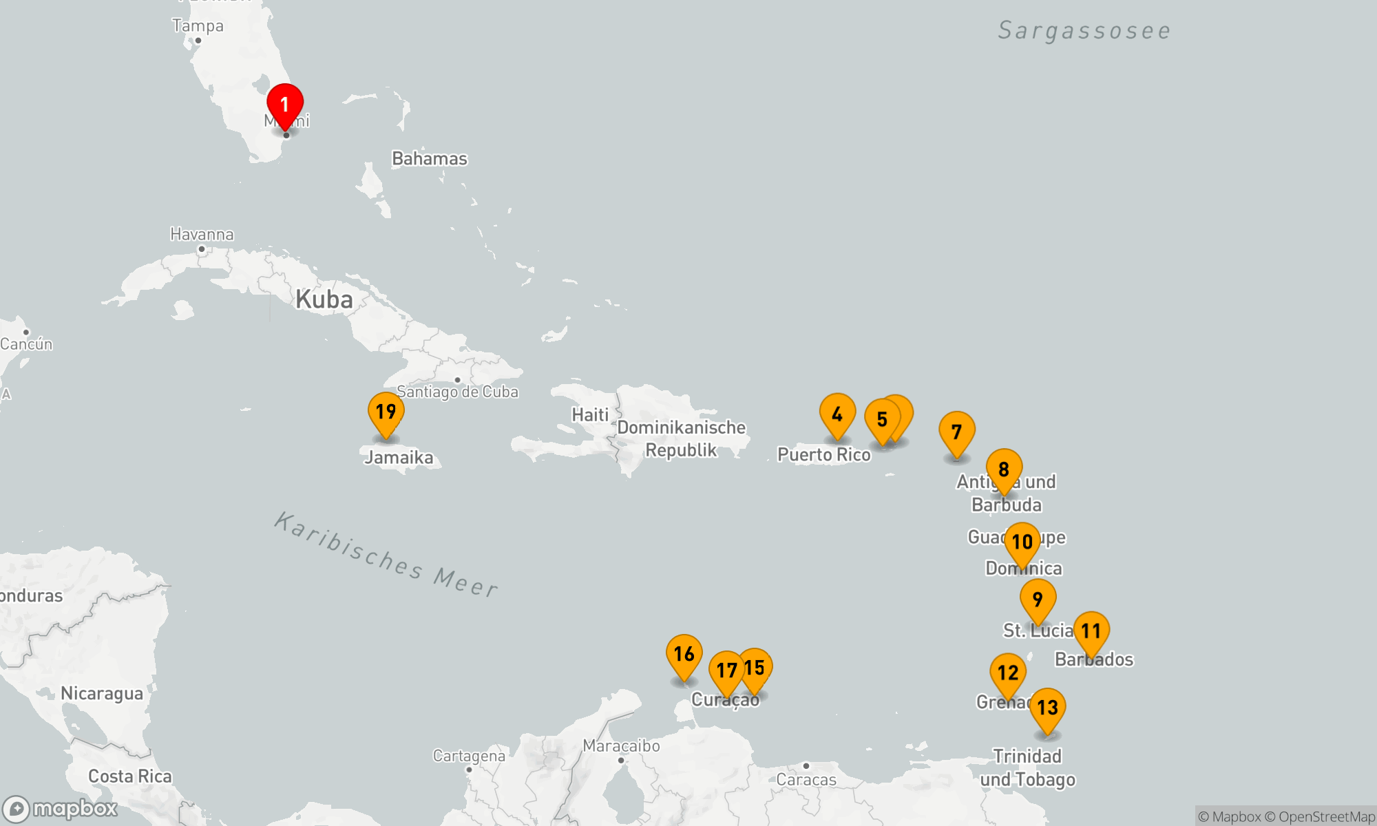 Route 20 Nächte - ULTIMATIVE KARIBIK: BAHAMAS BIS ABC-INSELN