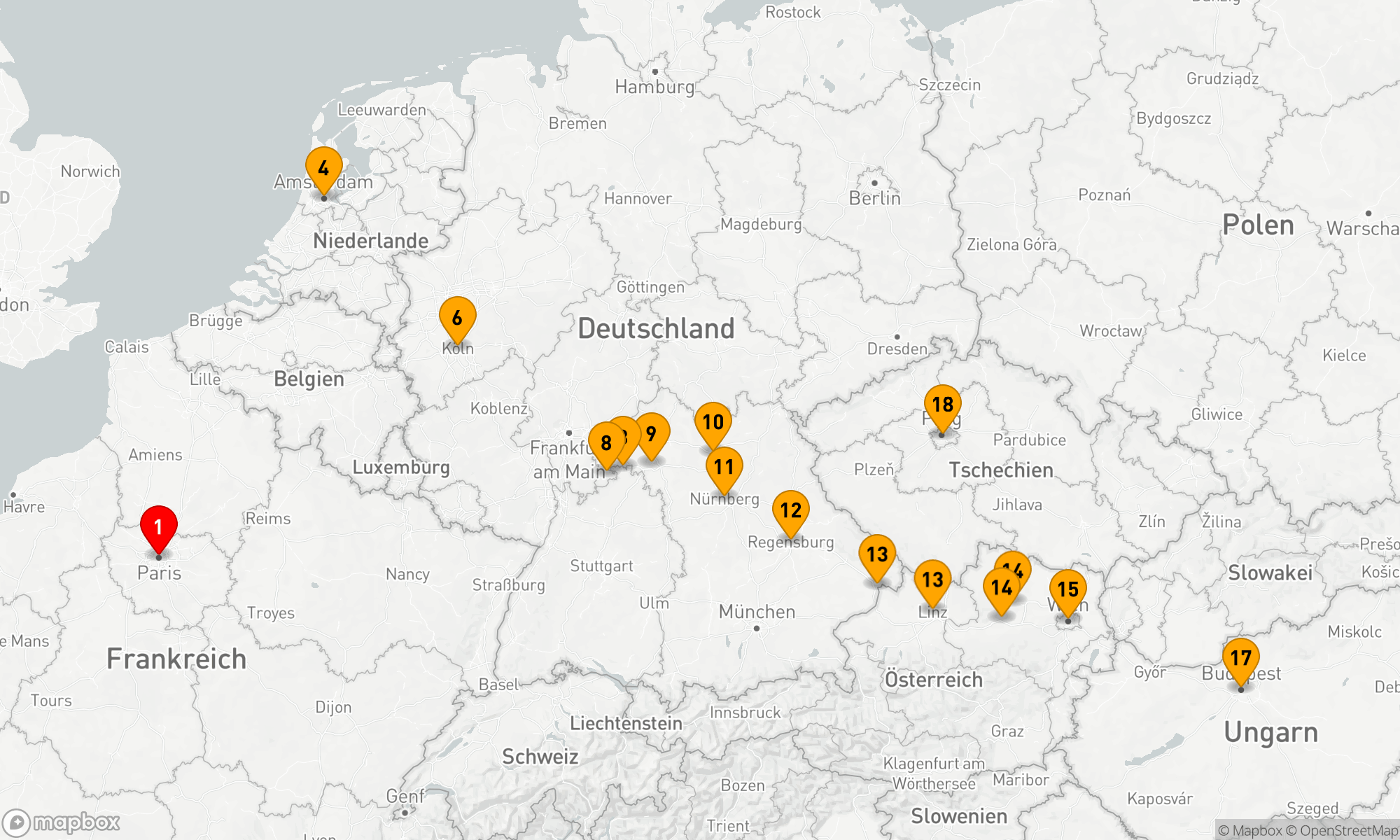 Route 20 Nächte - Weihnachten & Neujahr mit Paris & Prag