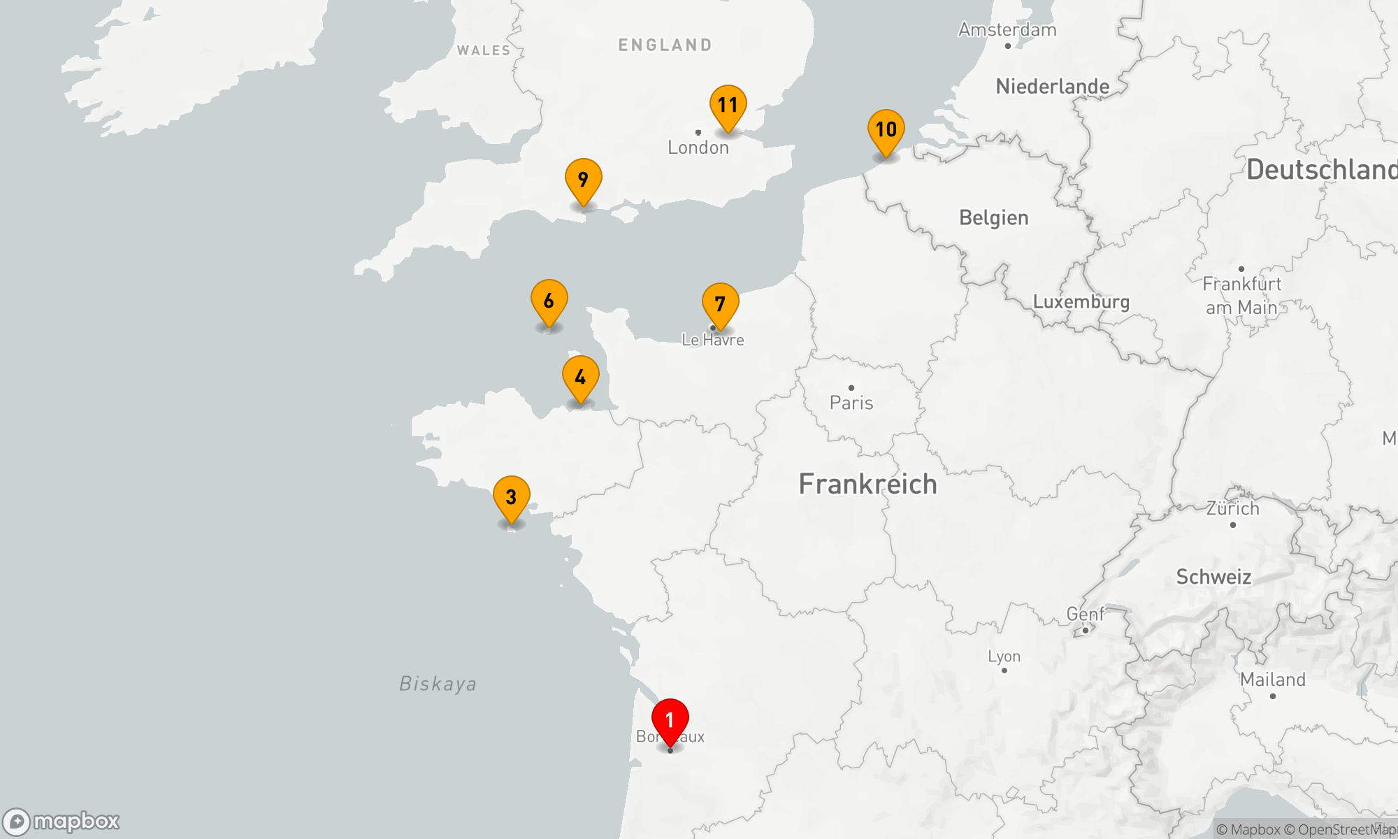 Route 11 Nächte - Die Wunder Europas: Bordeaux nach London