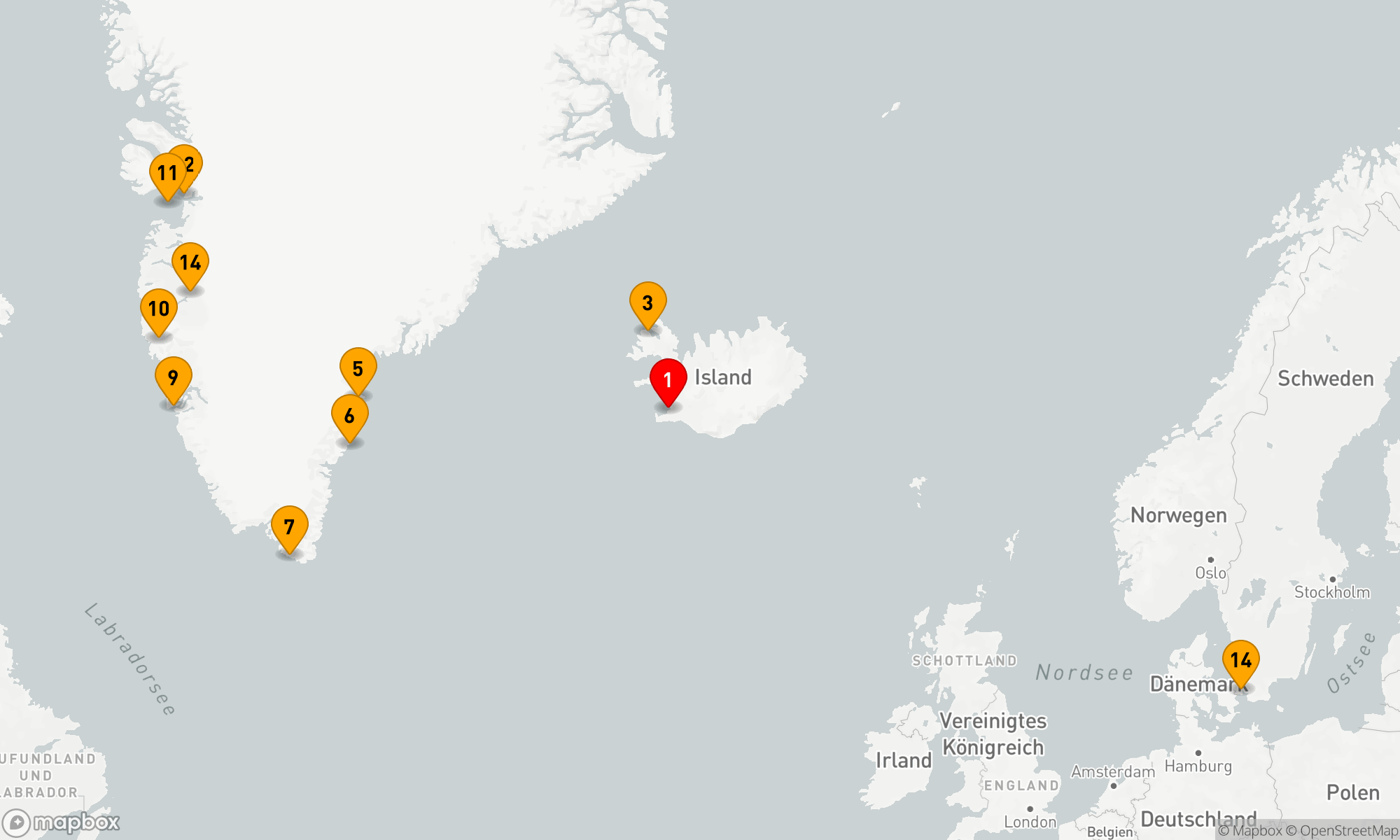 Route 14 Nächte - Von Island nach Grönland und zu den Gletschern der Diskobucht