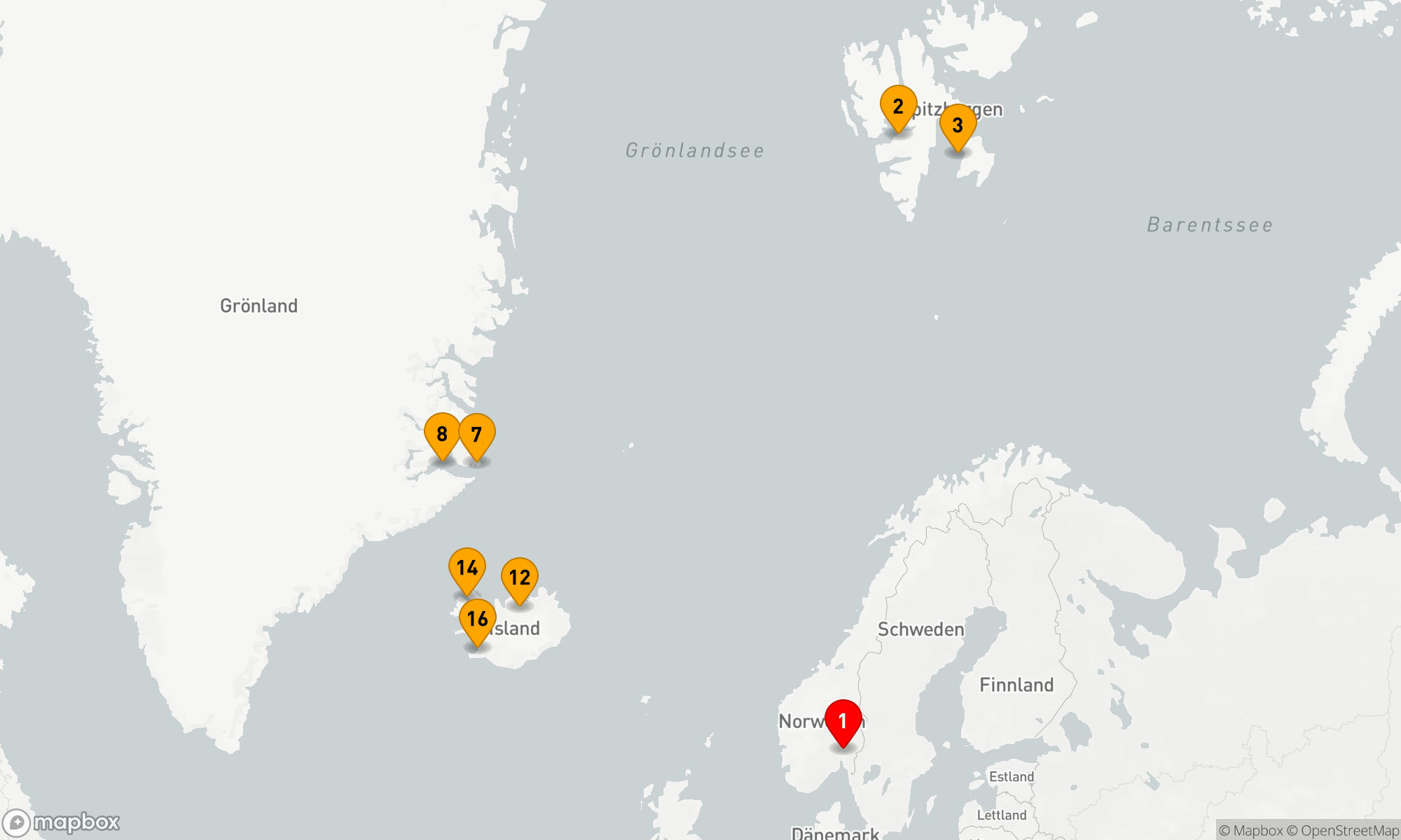 Route 15 Nächte - Wunder der hohen Arktis: Spitzbergen,  Grönland und Island
