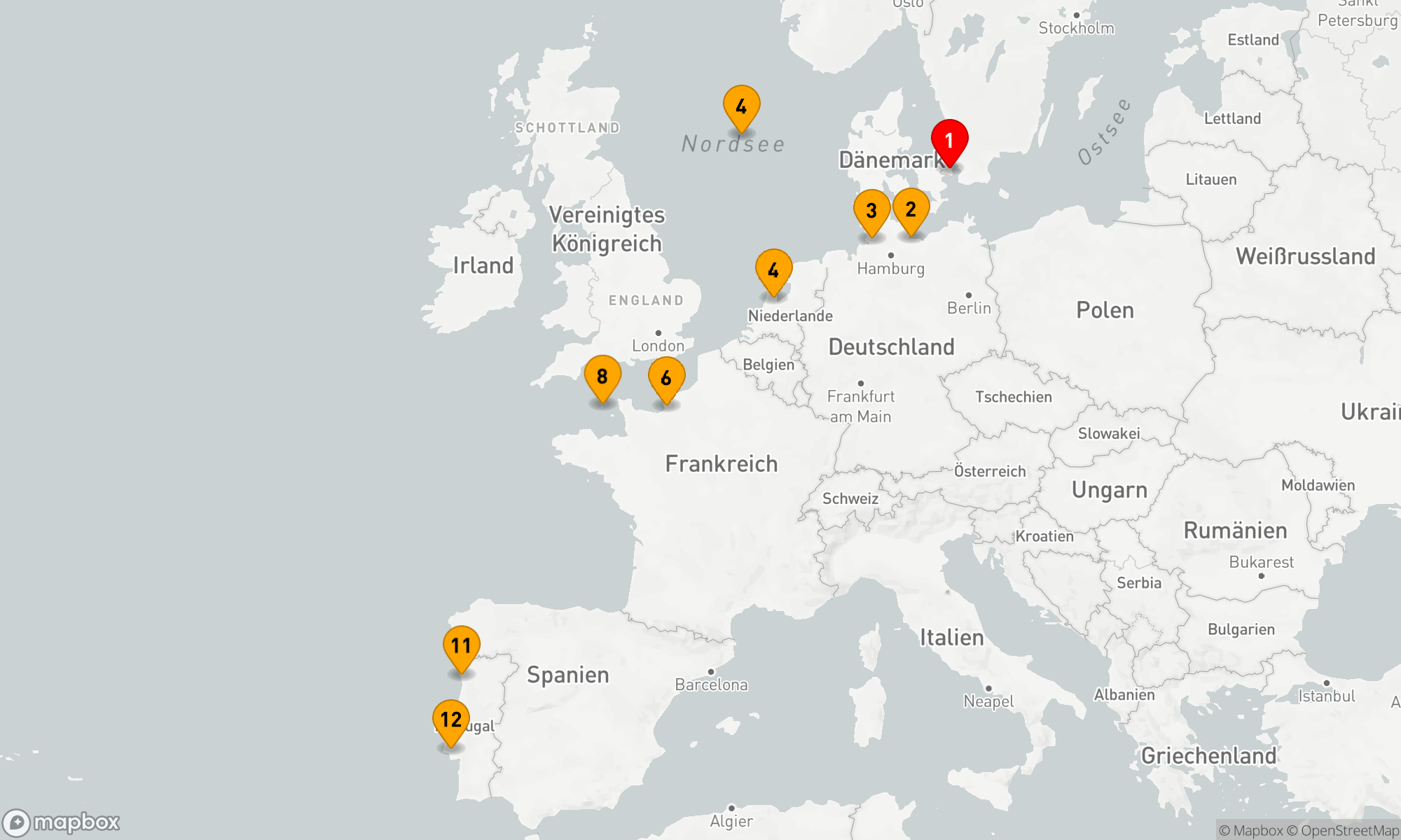 Route 11 Nächte - Wunder von Europa: Von Kopenhagen nach Lissabon