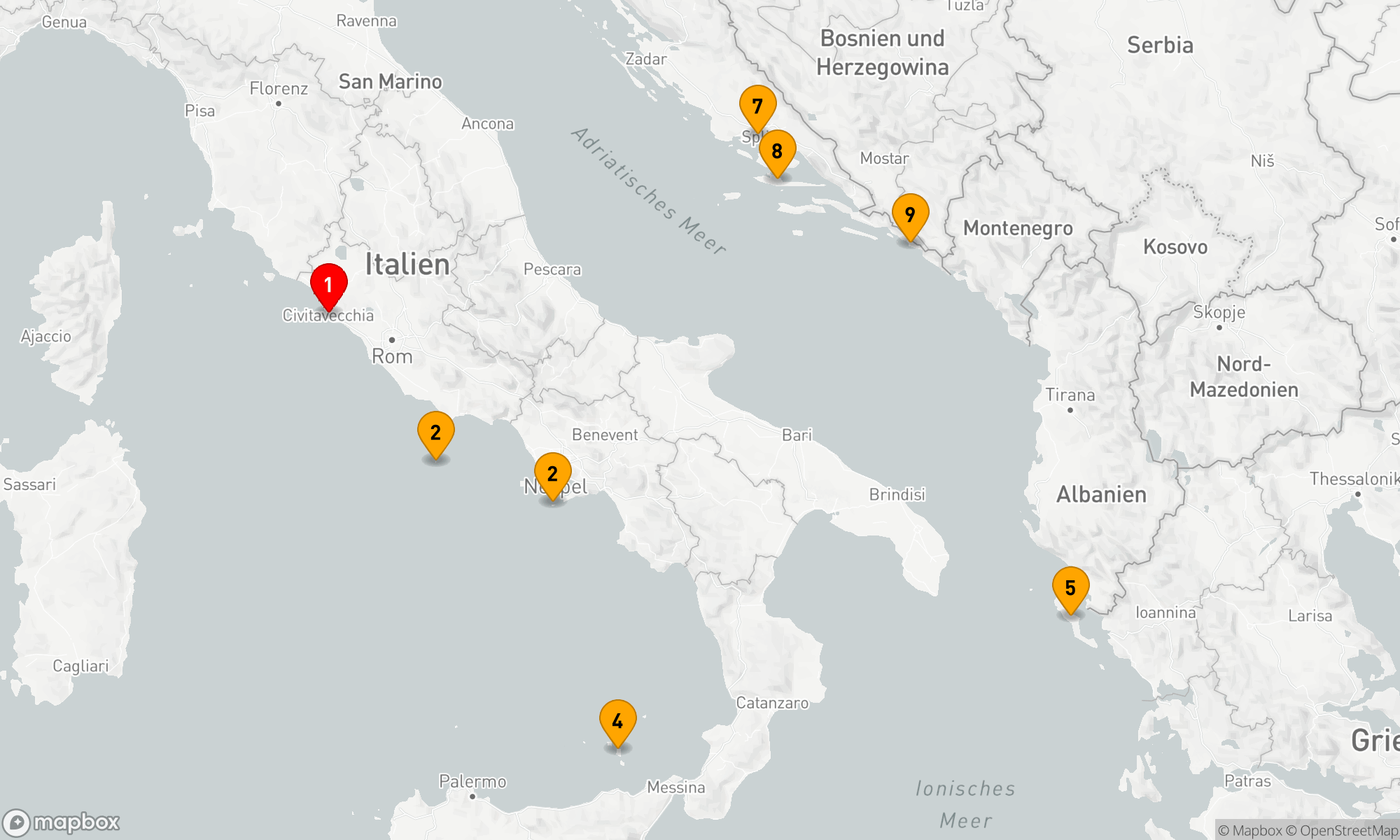 Route 8 Nächte - Die Inseln in Italien,  Griechenland und Kroatien