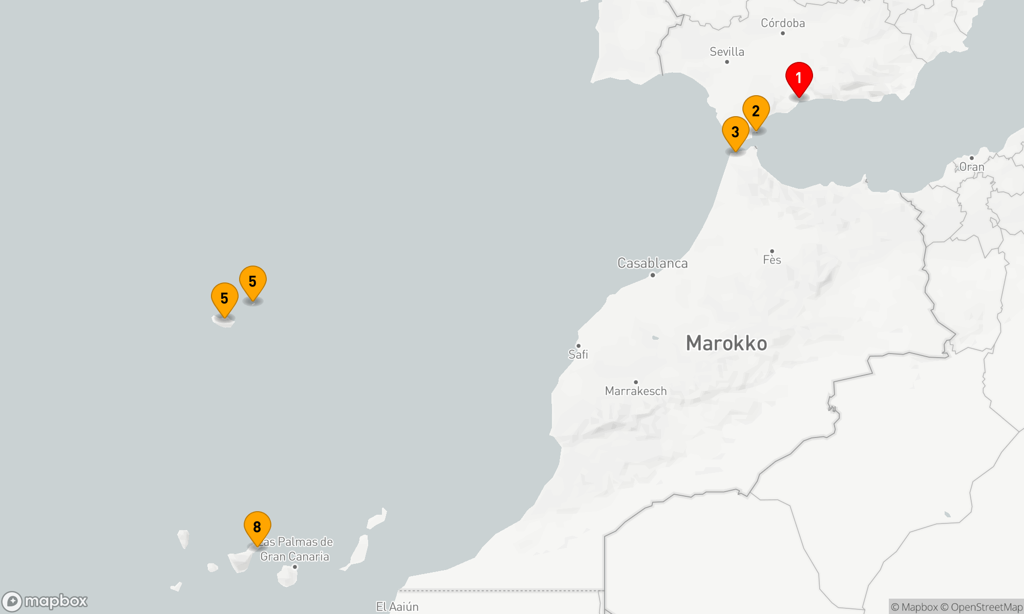 Route 7 Nächte - Costa del Sol zu den Kanarischen Inseln