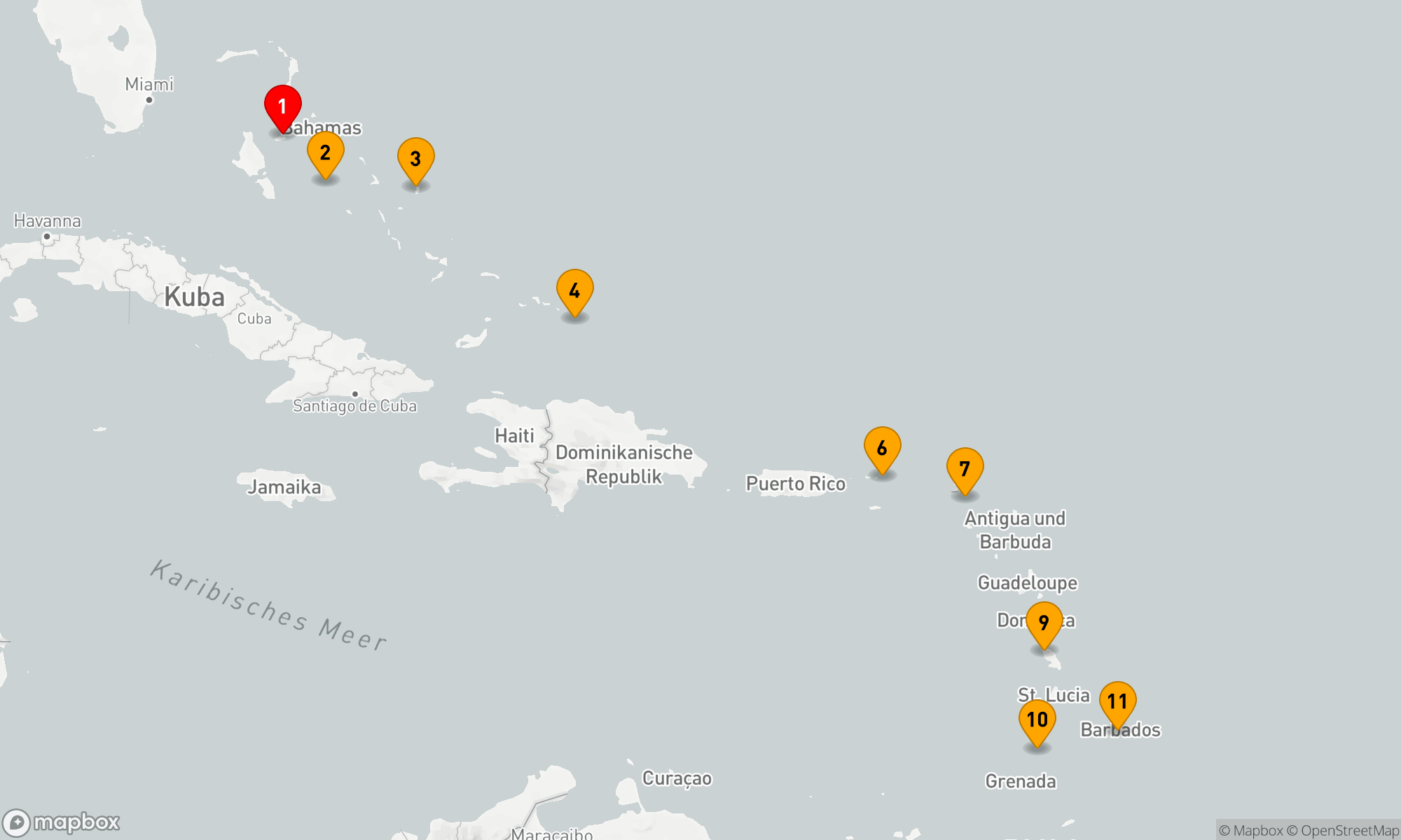 Route 10 Nächte - Insel-Odyssee: Von den Bahamas zu den Grenadinen