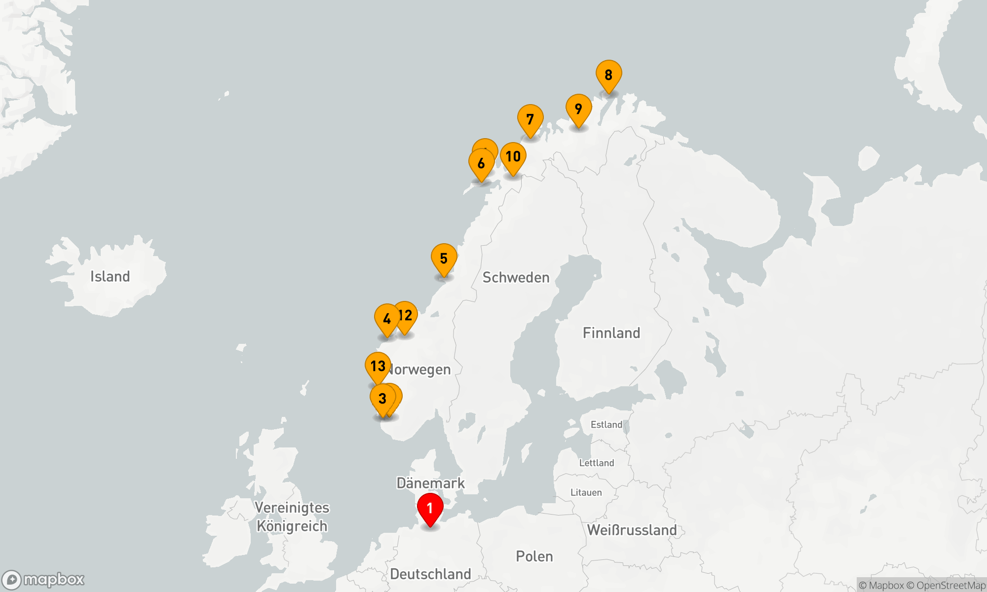 Route 14 Nächte - Die Nordkap-Linie ab Hamburg