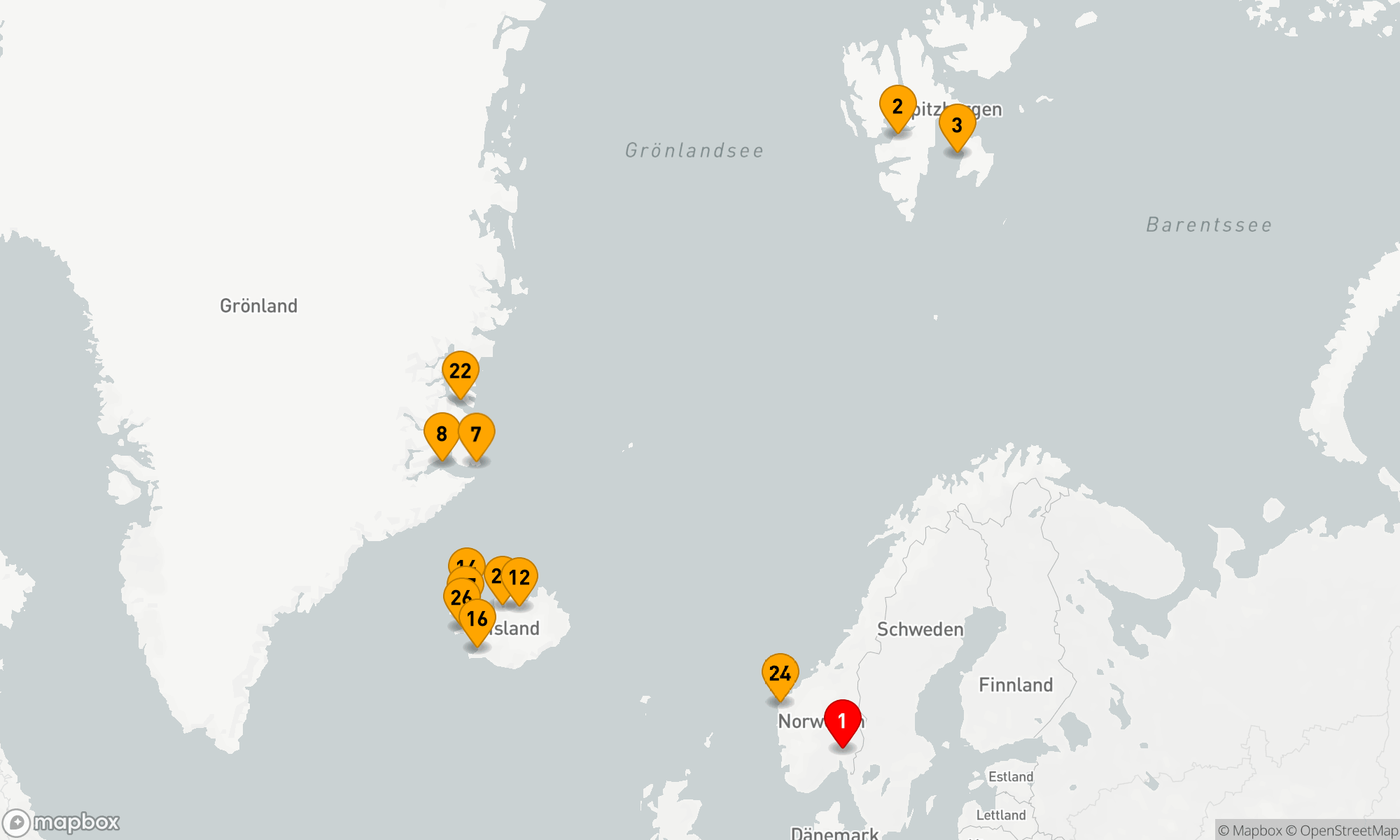 Route 26 Nächte - Ultimate Svalbard,  Grönland & Island im Detail