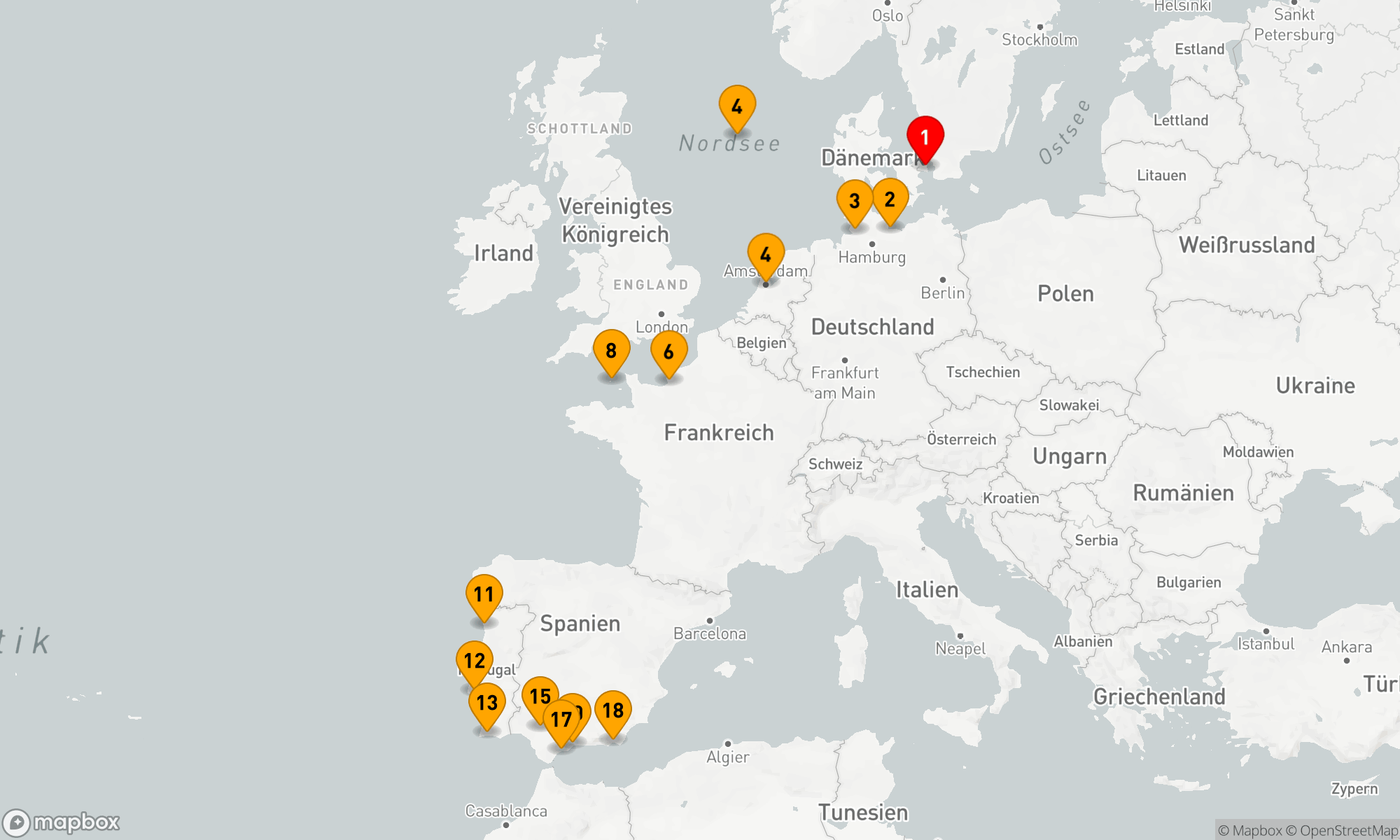 Route 19 Nächte - Ultimative europäische Wunder: Nordeuropa bis Iberien