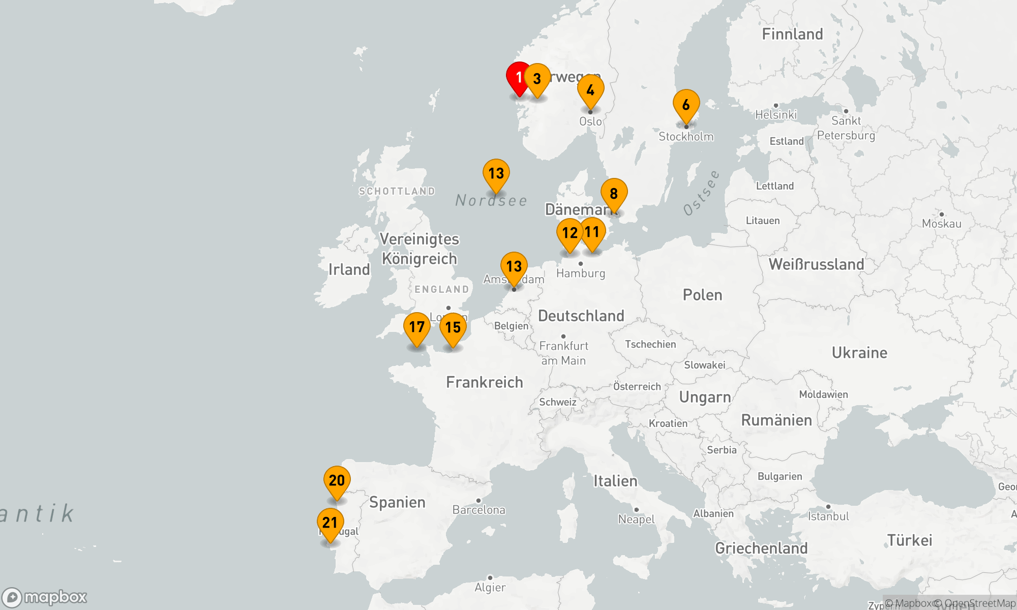 Route 20 Nächte - Europäische Wunder: Skandinavien bis Portugal - Kreuzfahrt & Landreise
