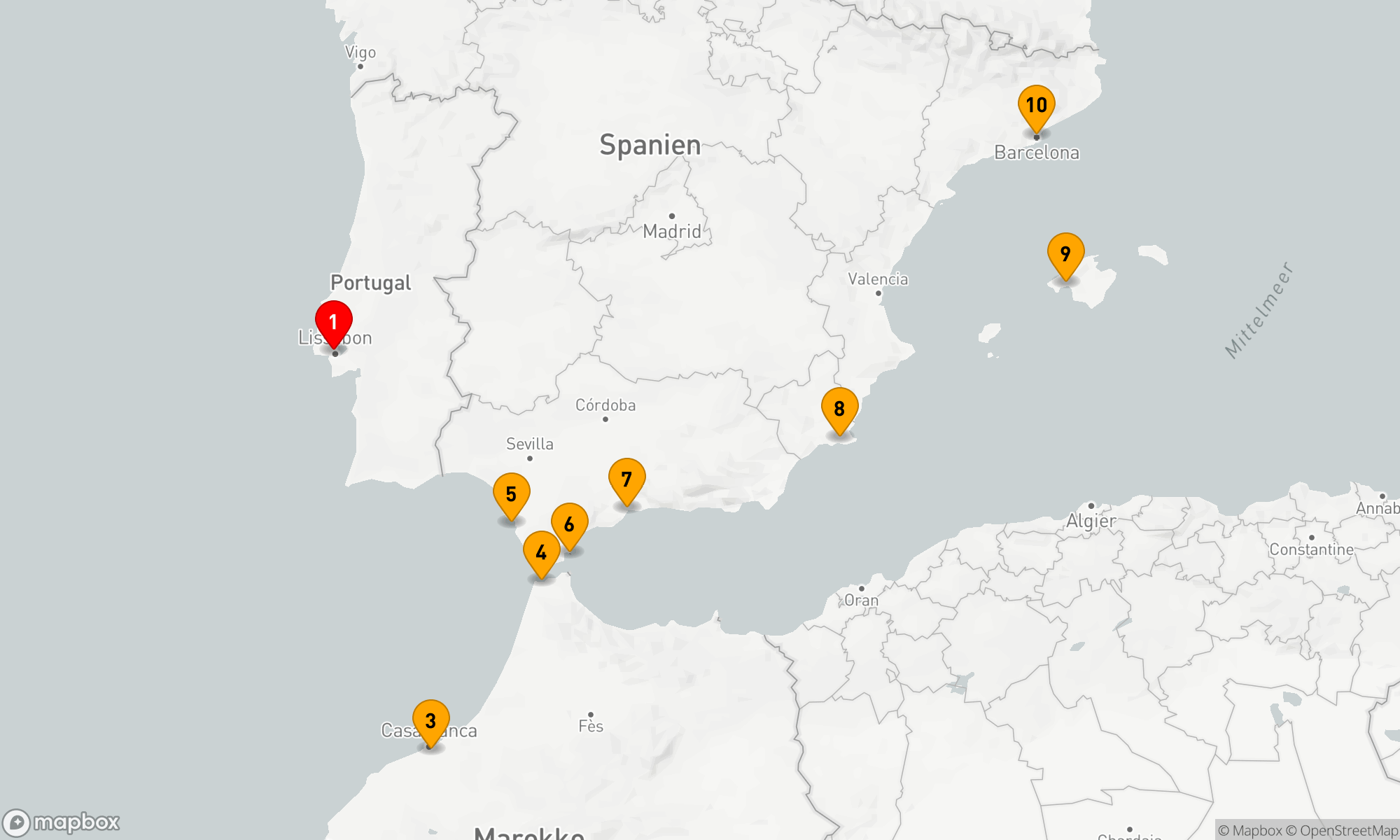 Route 9 Nächte - Mediterranes Mosaik: Von Lissabon nach Barcelona