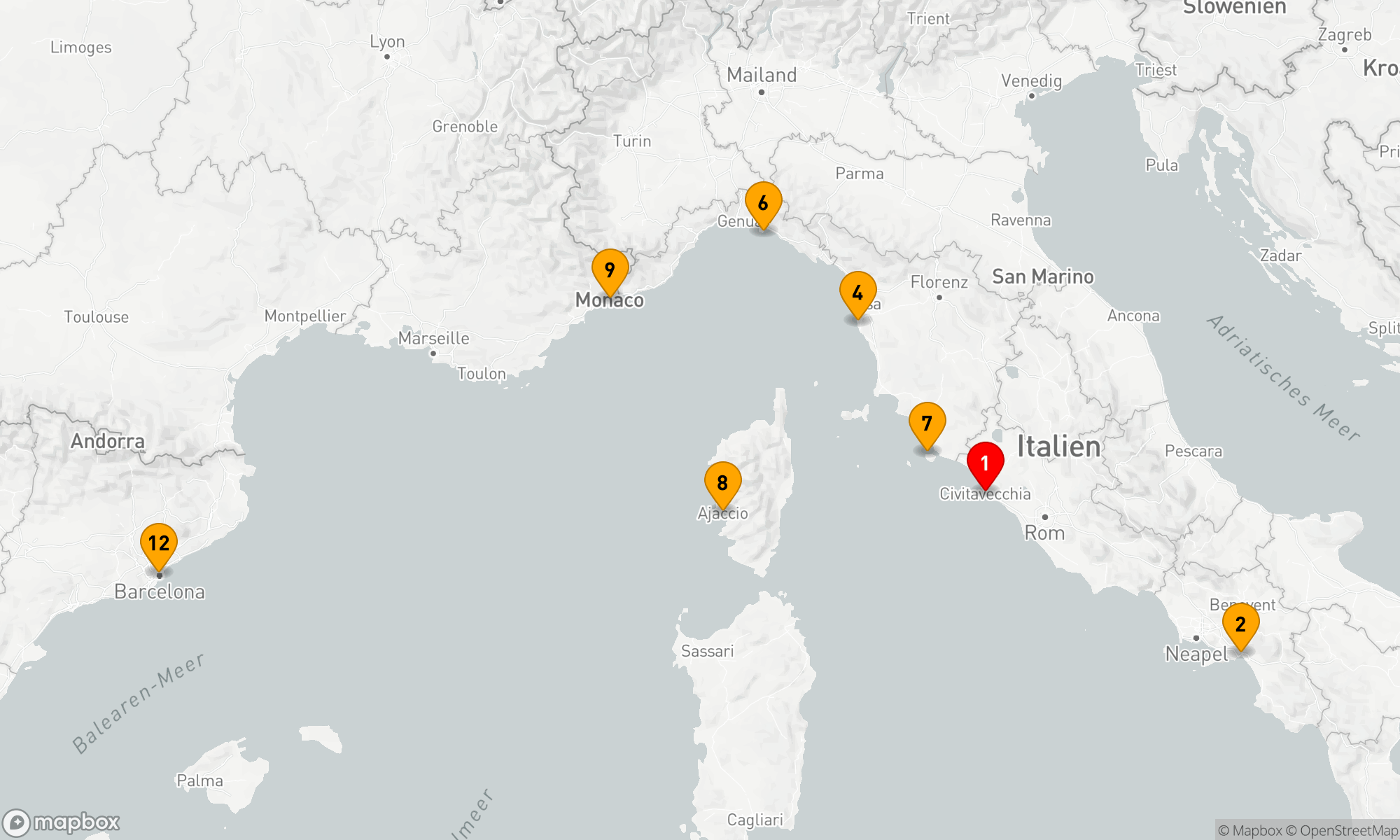 Route 11 Nächte - Mediterrane Eleganz: Von Rom nach Barcelona