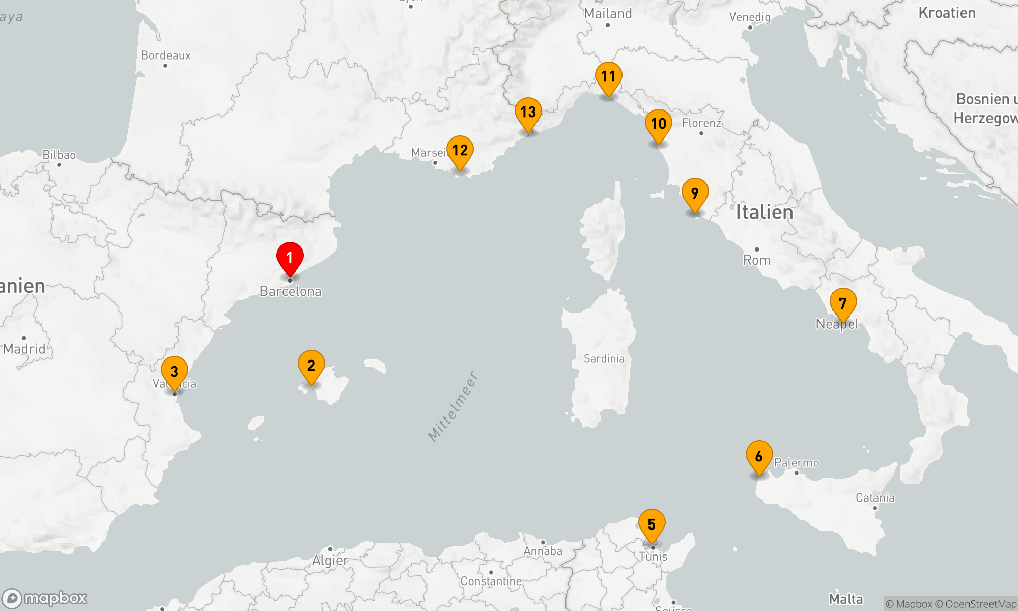 Route 12 Nächte - Mediterranes Kaleidoskop