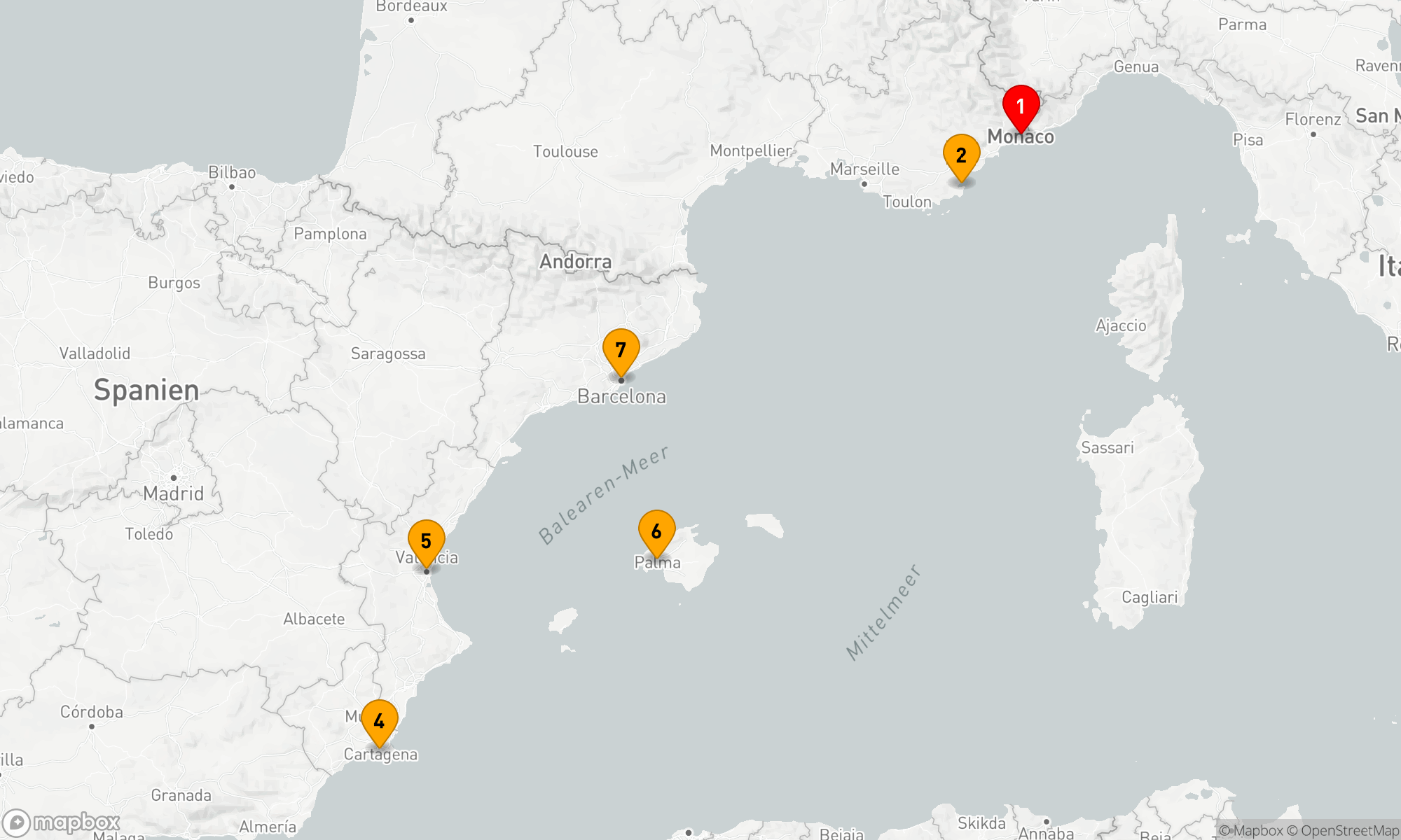 Route 6 Nächte - Mediterrane Eleganz: Von Monte Carlo nach Barcelona