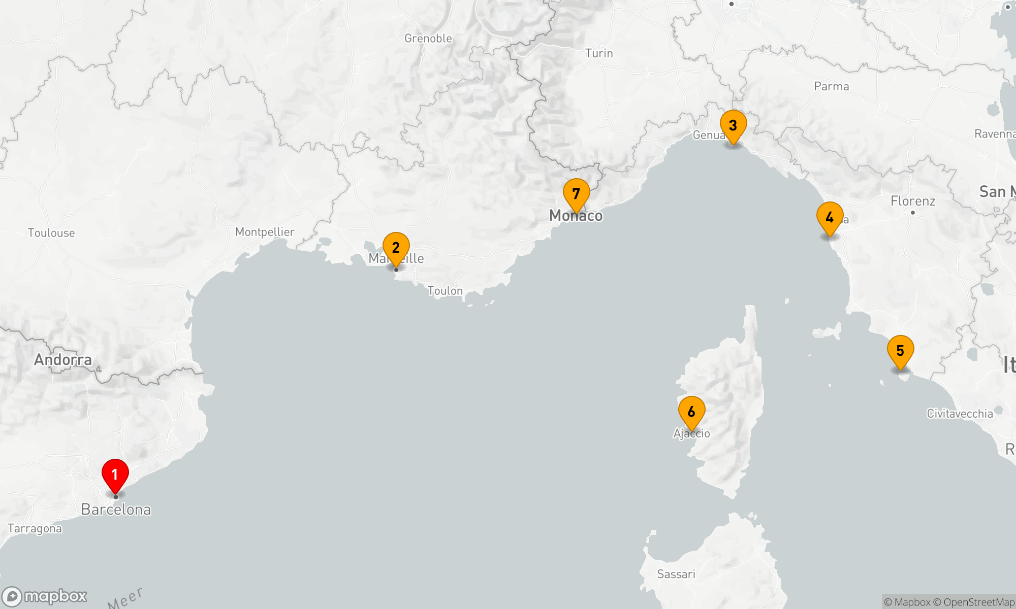 Route 6 Nächte - Mediterrane Eleganz: Von Katalonien nach Monaco