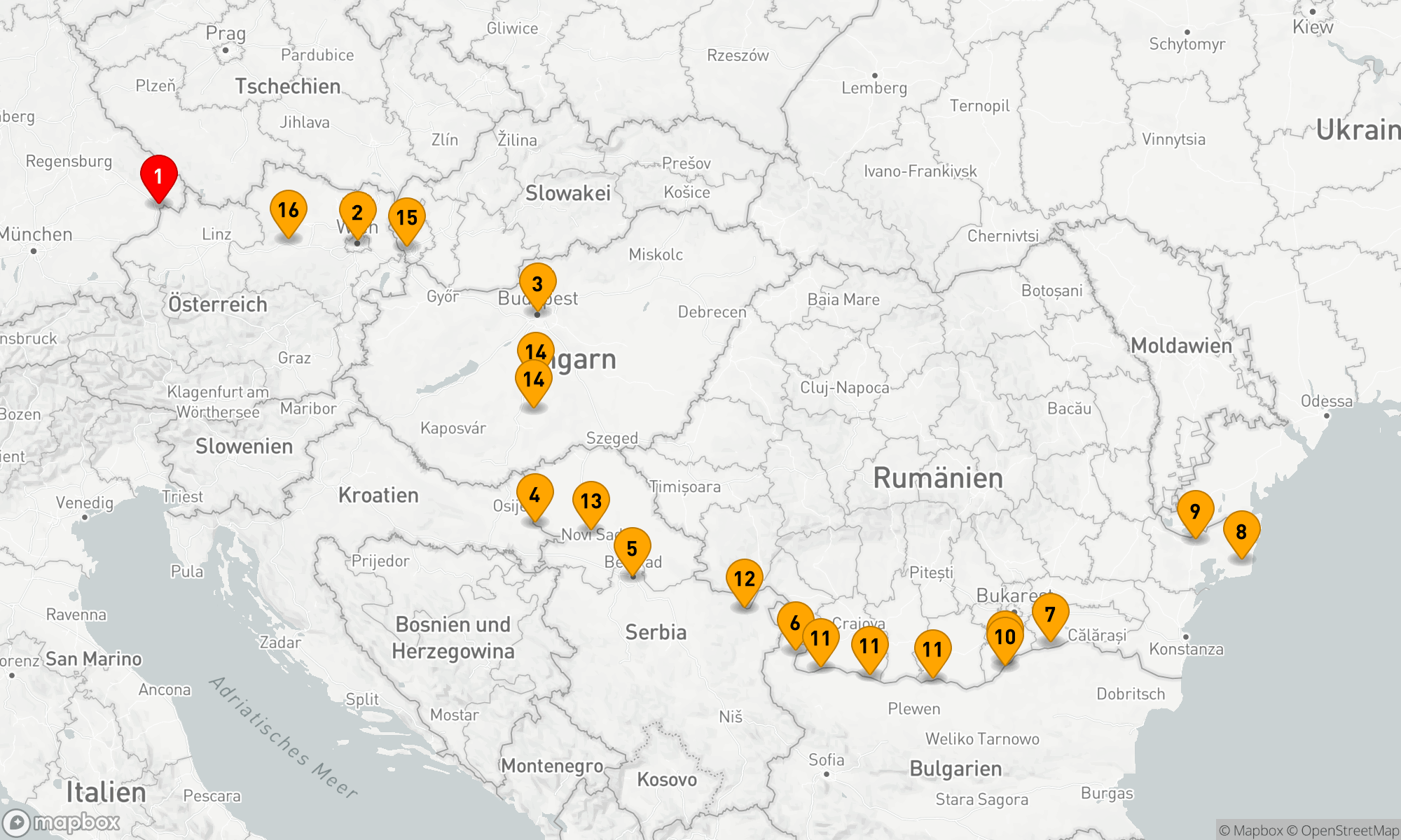 Route 16 Nächte - Donau Exklusiv