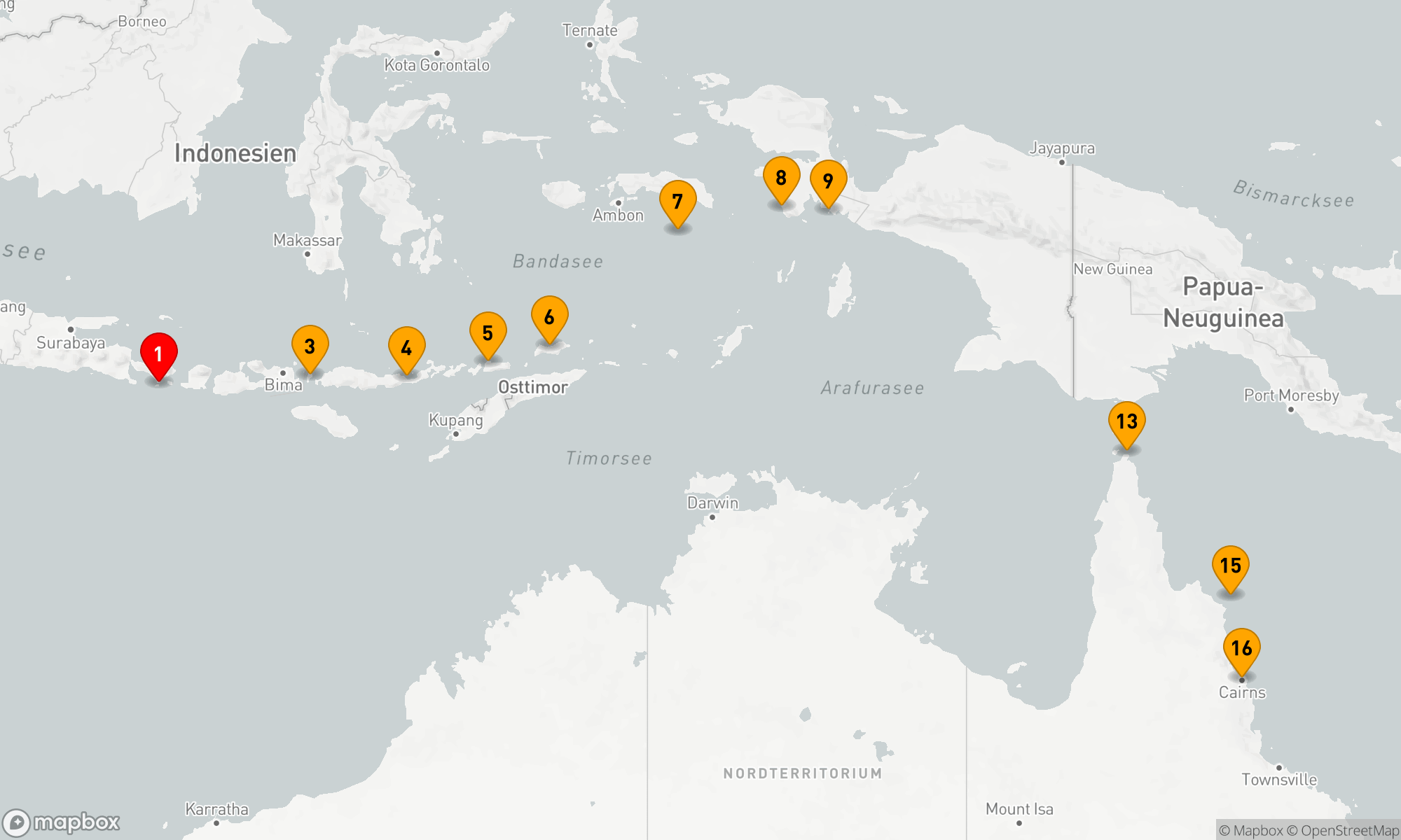 Route 15 Nächte - Abenteuer in den Tropen zwischen Indonesien und Nordost-Australien