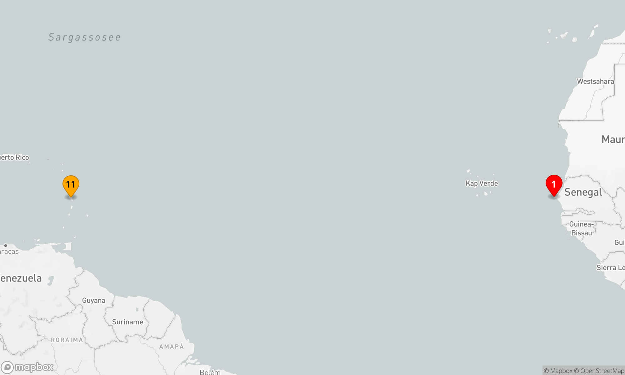 Route 10 Nächte - Ozean-Kreuzfahrt: Dakar - Fort-de-France