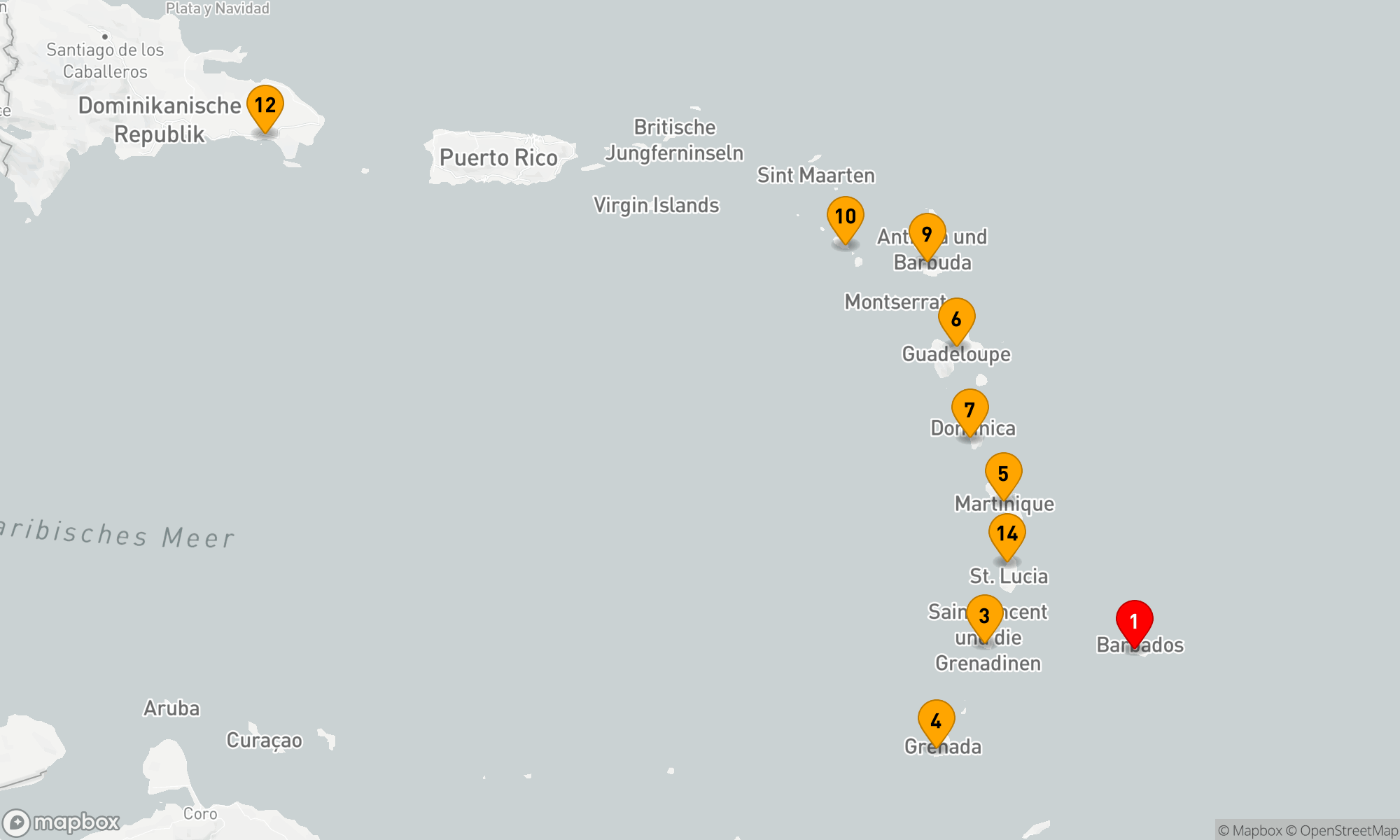 Route 14 Nächte - Karibische Inseln