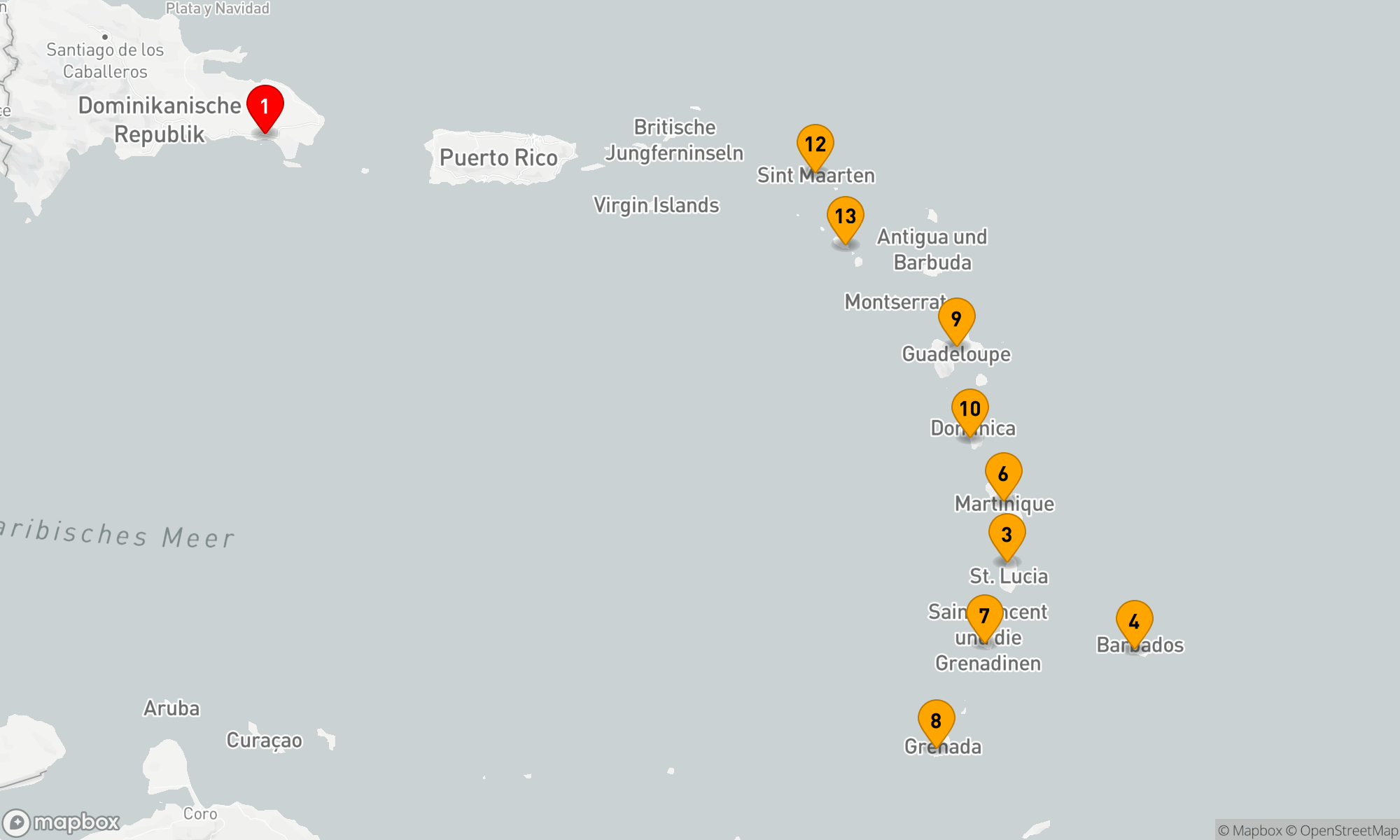 Route 14 Nächte - Karibische Inseln