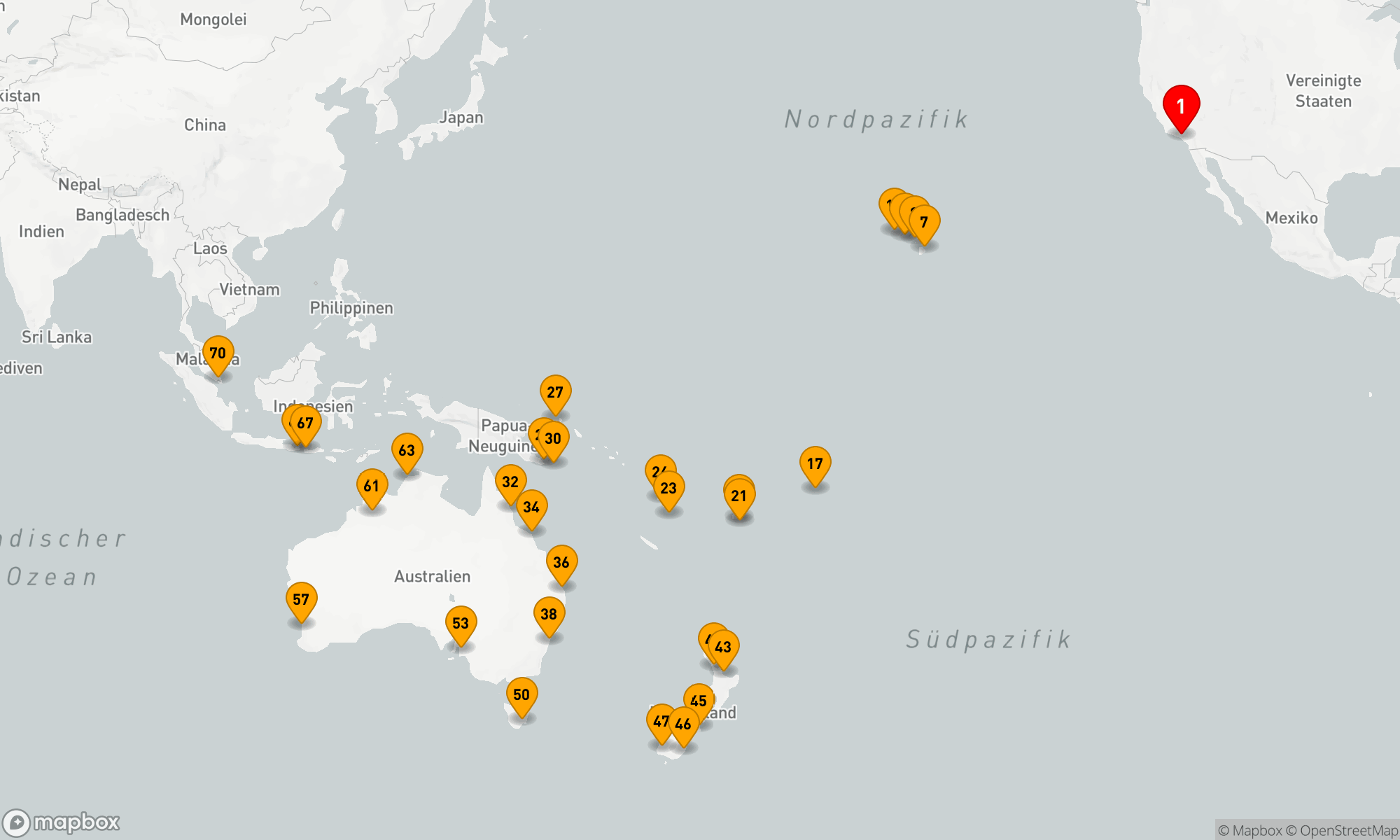 Route 68 Nächte - Südpazifik - Los Angeles nach Singapur