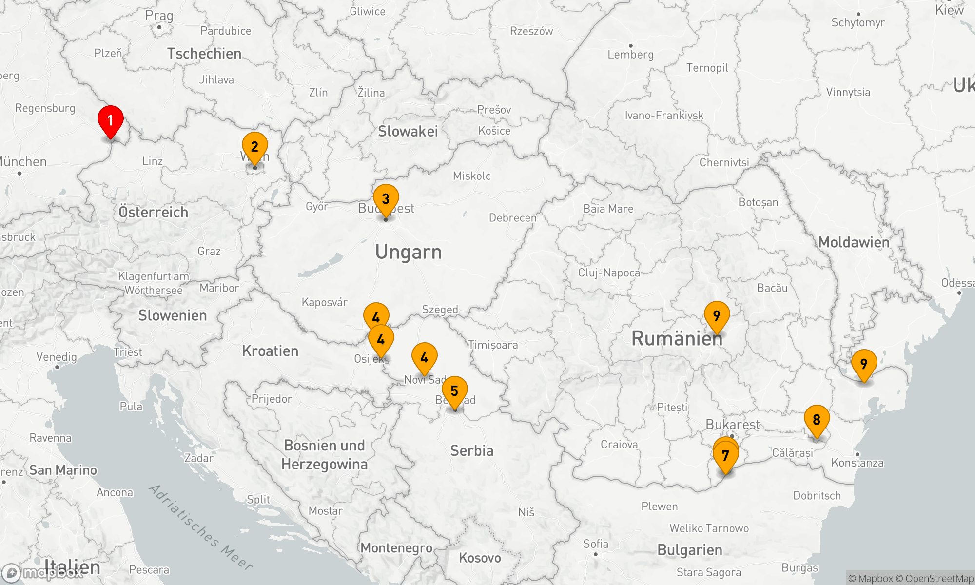 Route 10 Nächte - Passau bis zum Schwarzen Meer