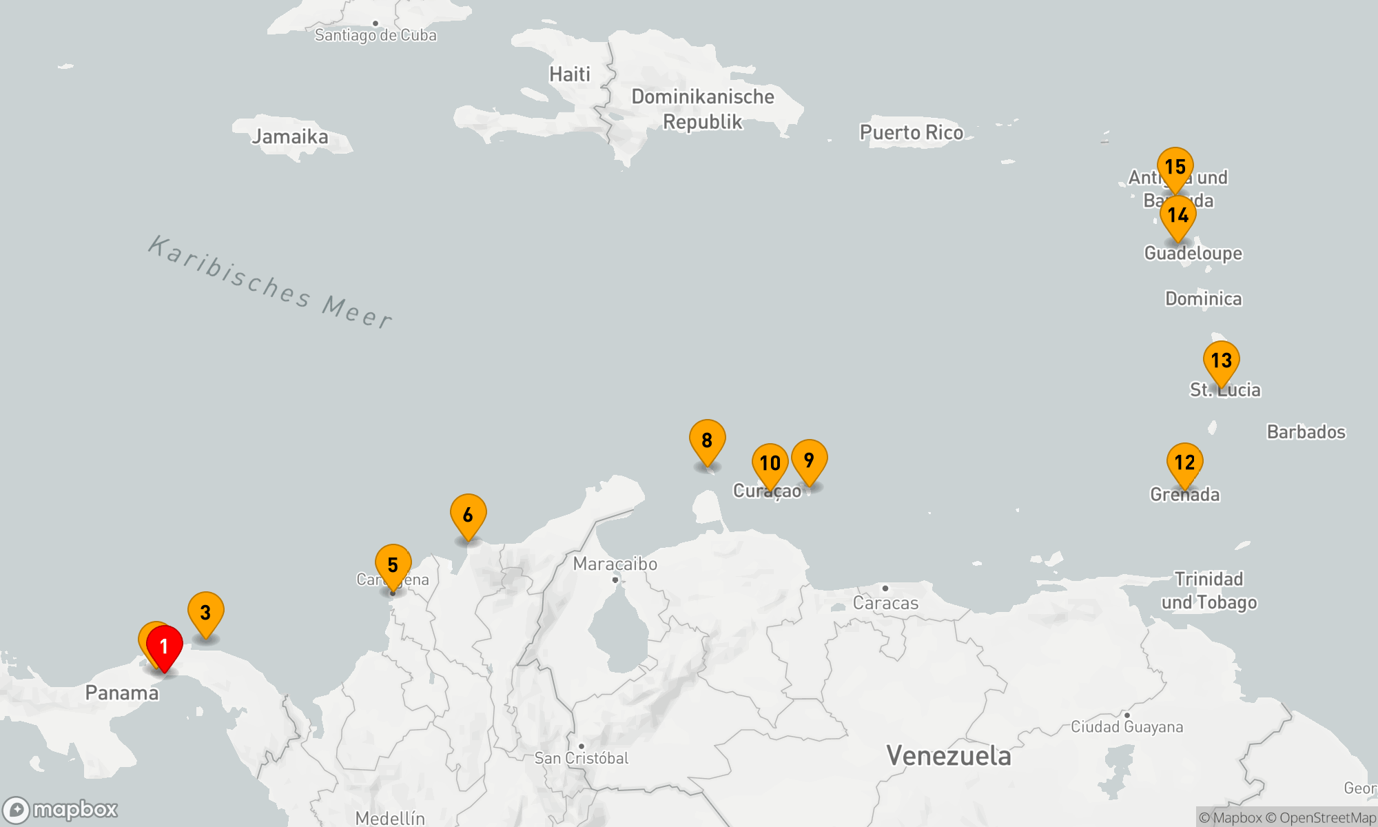 Route 14 Nächte - Panama nach Antigua