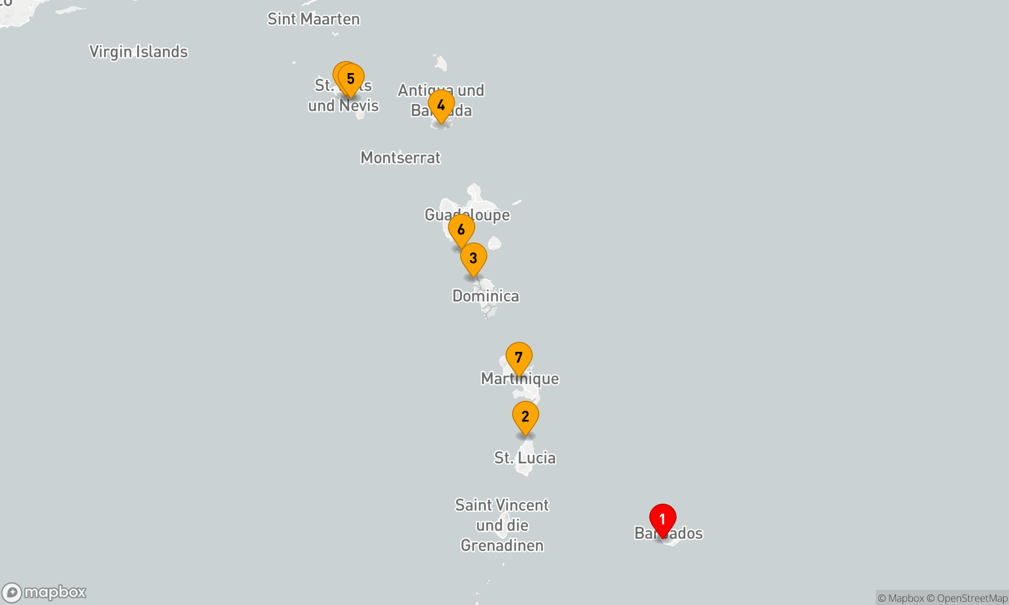 Route 7 Nächte - Windward Inseln Weihnachtskreuzfahrt