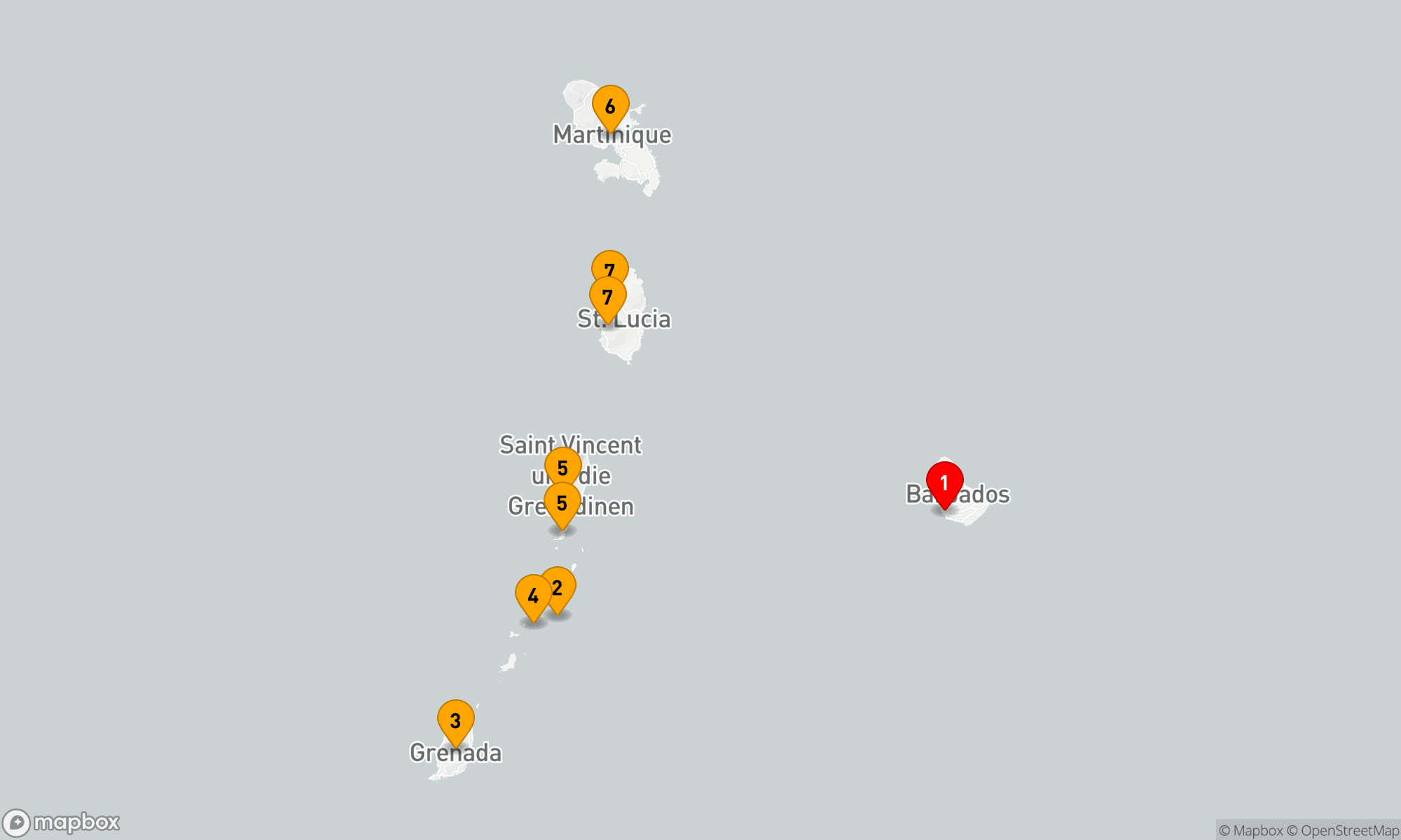 Route 7 Nächte - Grenadinen Inseln Silvesterkreuzfahrt
