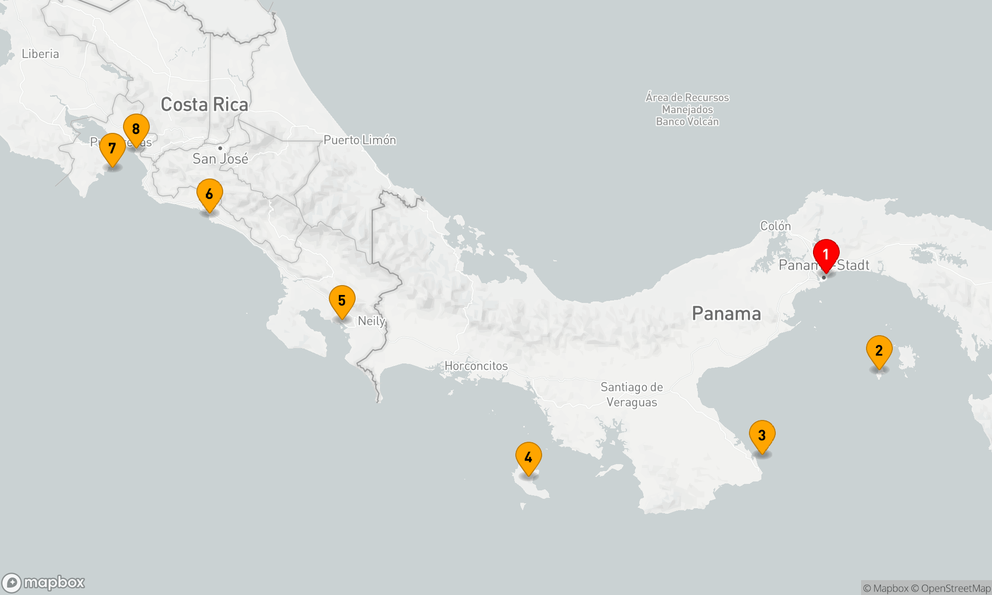 Route 7 Nächte - Panama nach Costa Rica Weihnachtskreuzfahrt