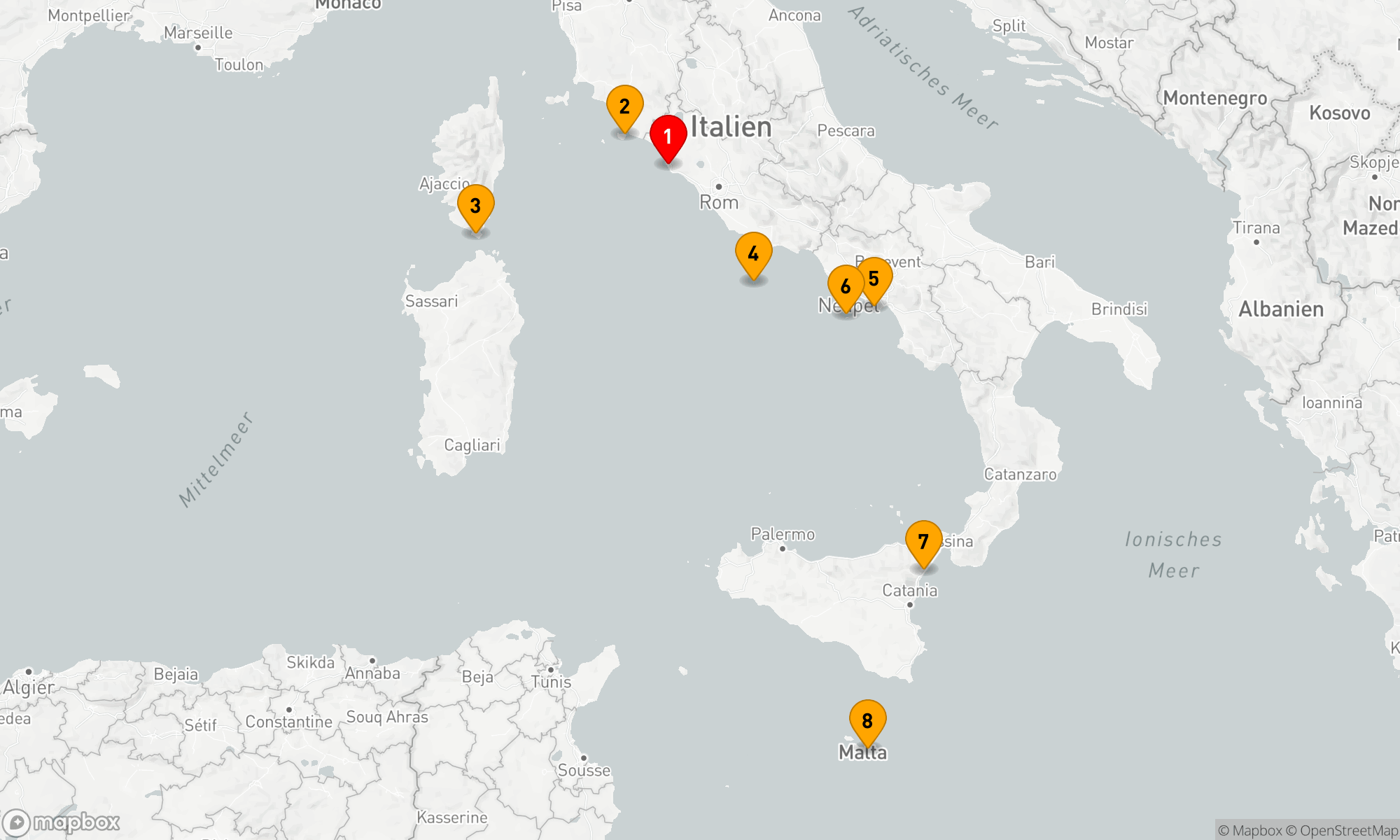Route 7 Nächte - Mediterrane Juwelenreise von Rom bis Malta