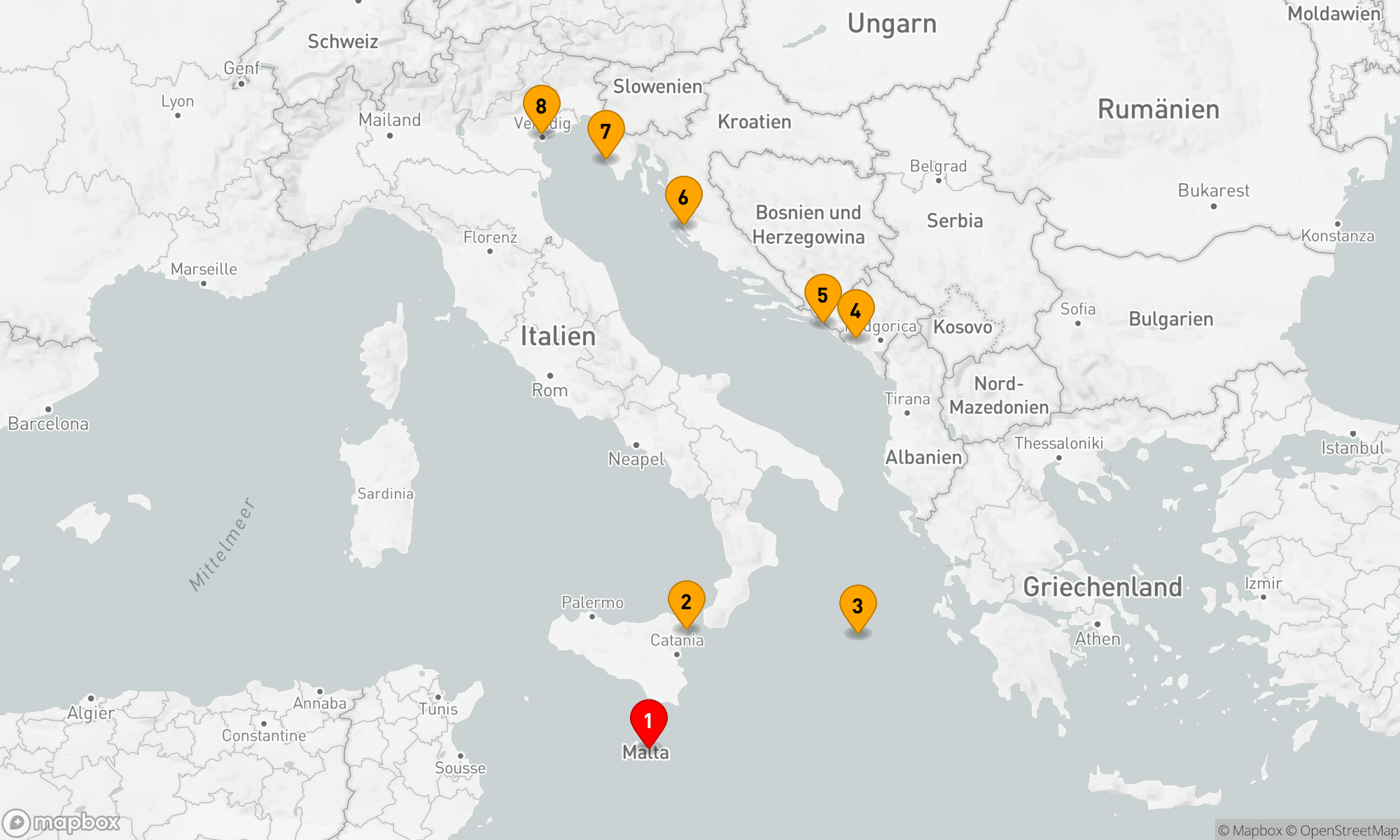 Route 7 Nächte - Mediterrane Traumreise von Malta nach Venedig