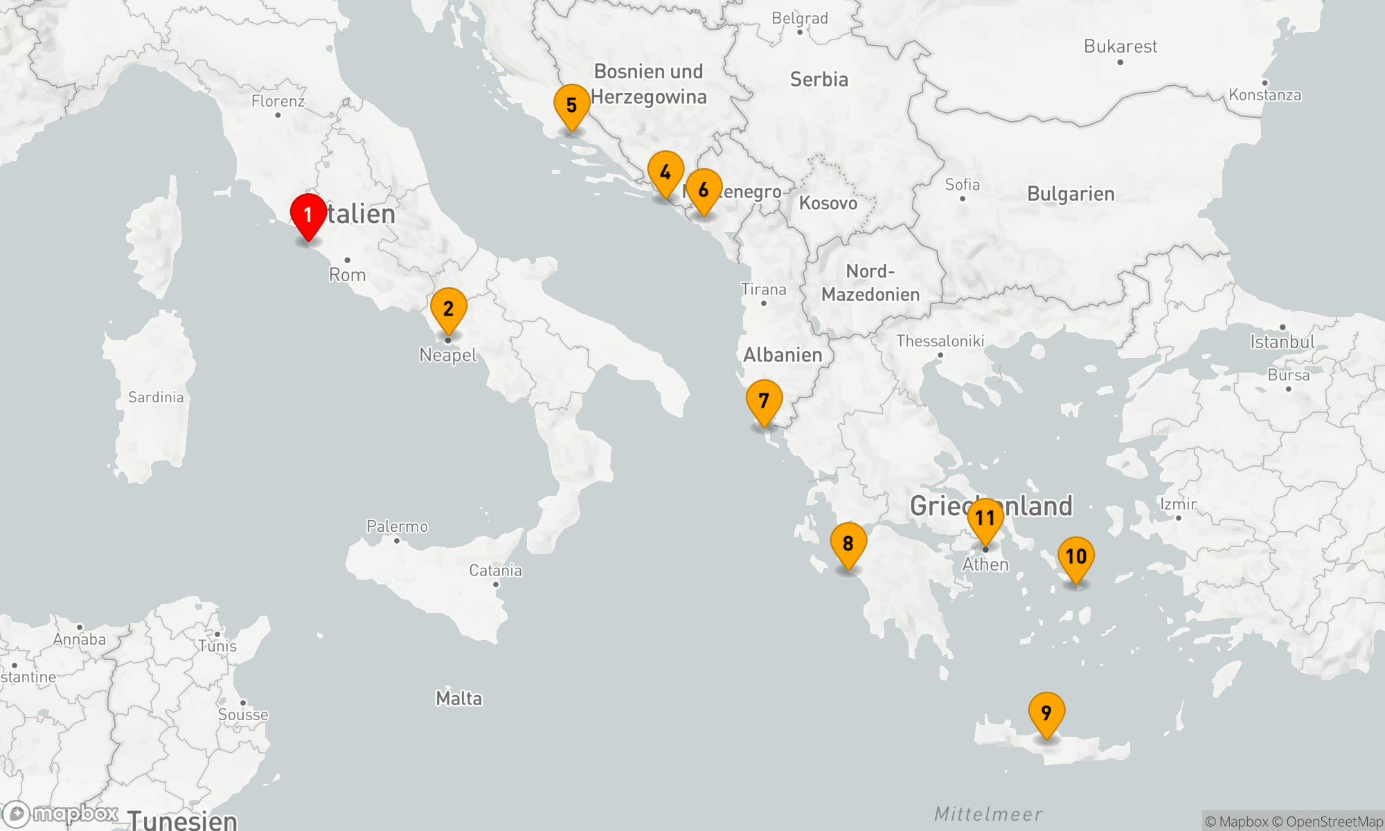 Route 10 Nächte - Mittelmeer mit griechischen Inseln & Italien