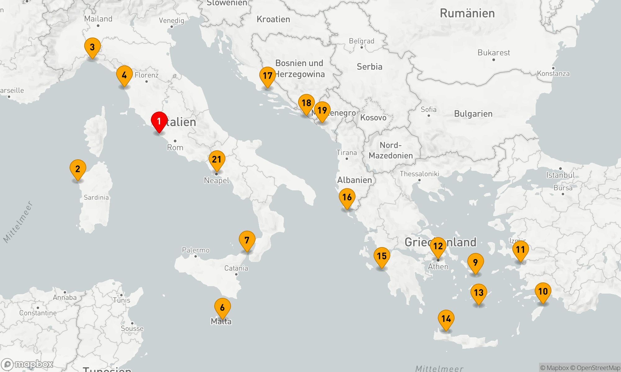 Route 21 Nächte - Das Beste aus dem Mittelmeerraum