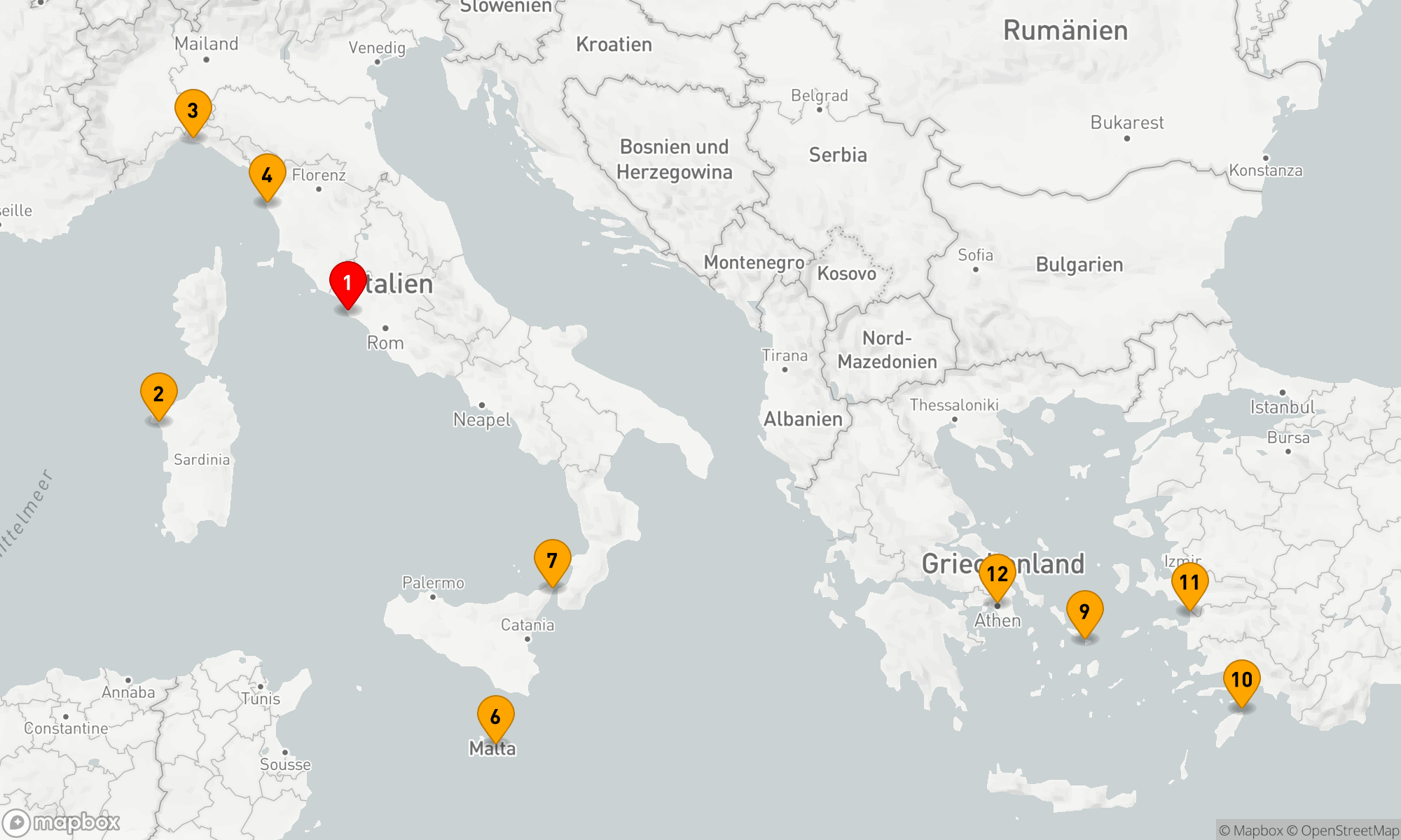 Route 11 Nächte - Mittelmeer mit griechischen Inseln & Italien