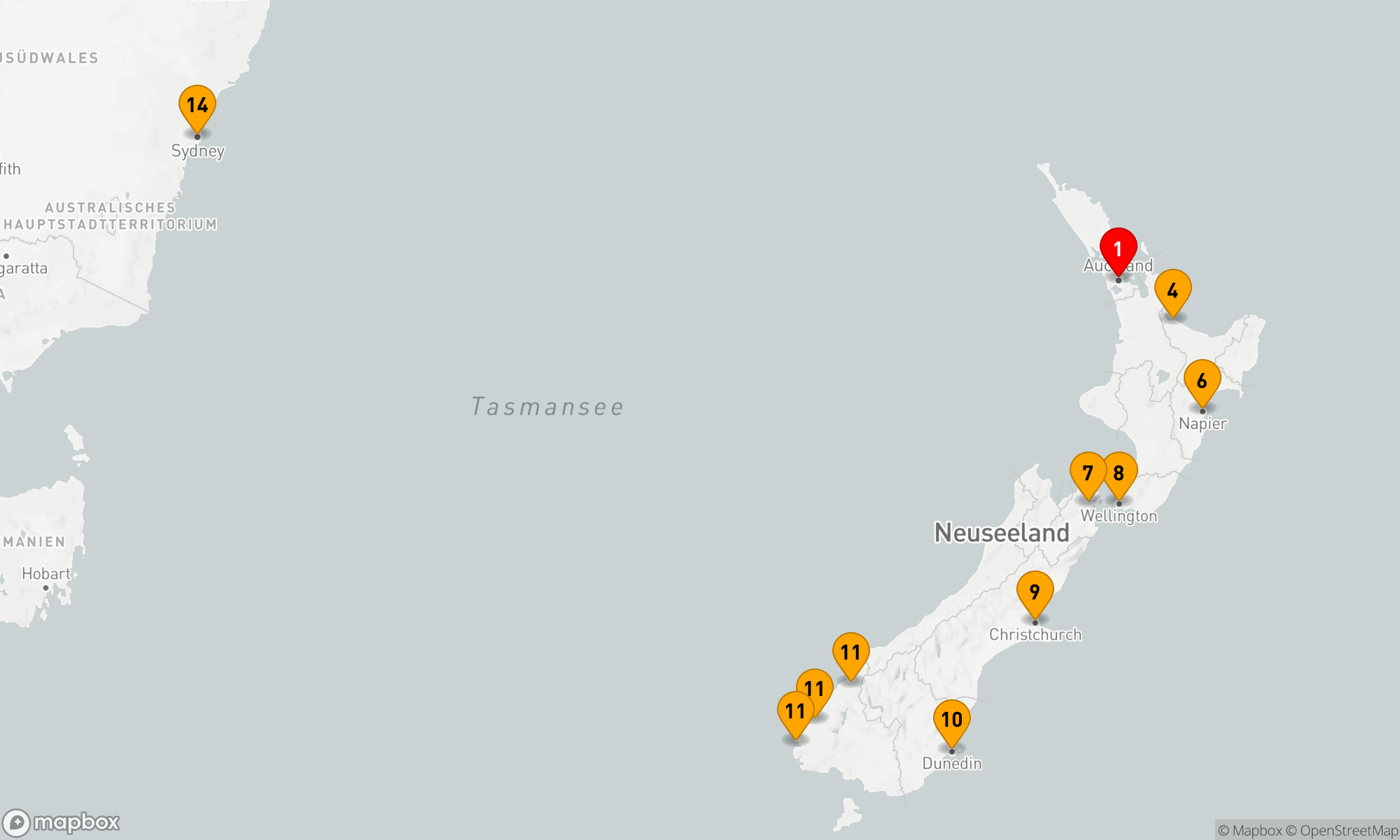 Route 13 Nächte - BEST OF NEUSEELAND KREUZFAHRT