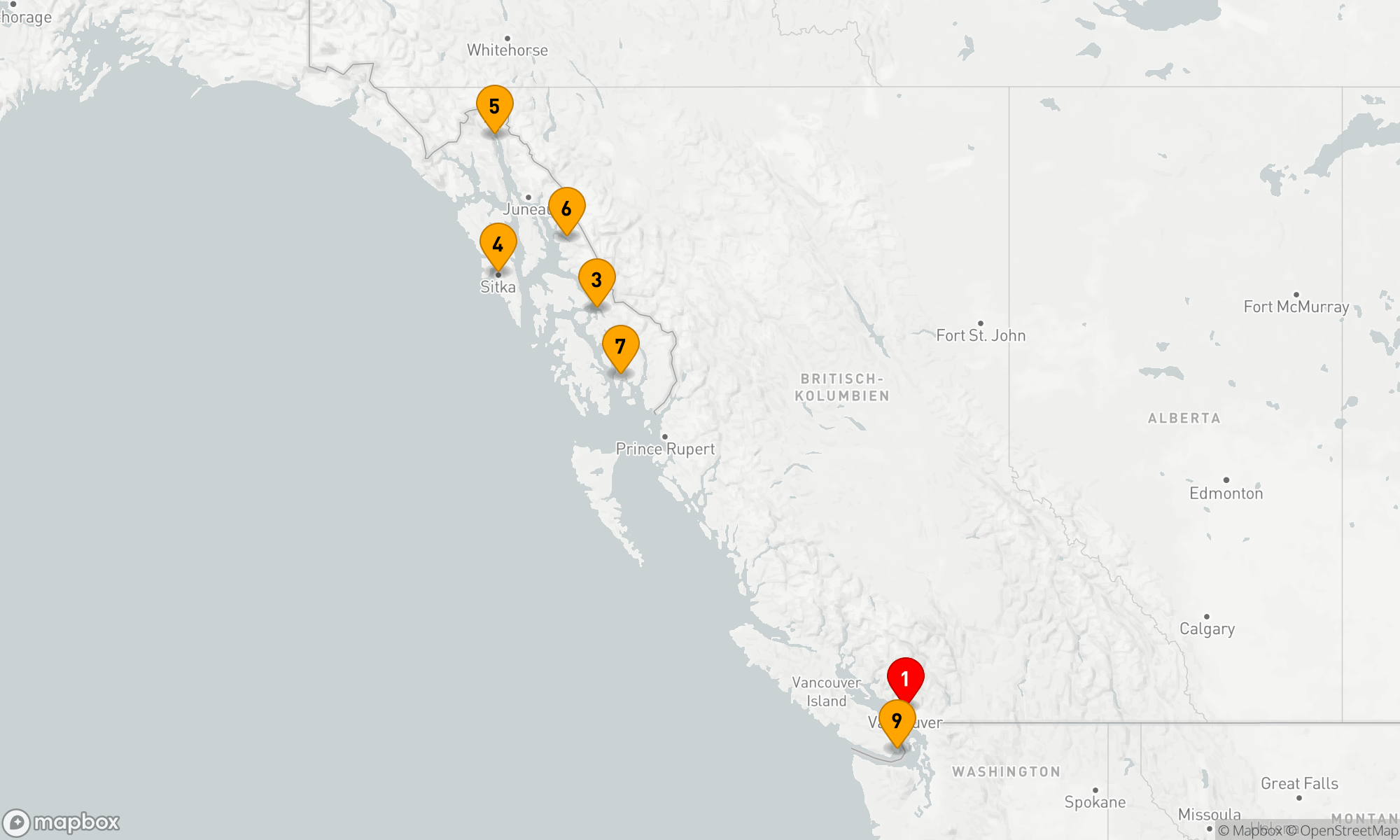 Route 9 Nächte - Faszination Alaskas: Naturwunder und Küstenschätze