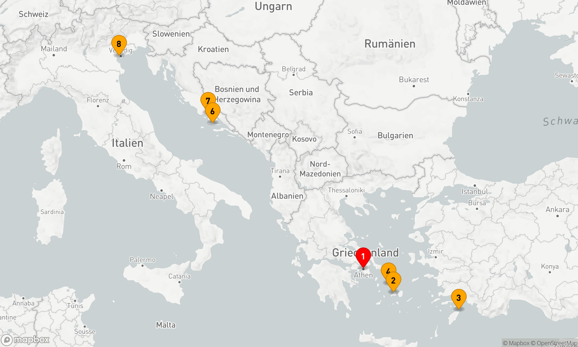 Route 7 Nächte - Ionische und Ägäische Entdeckungsfahrt