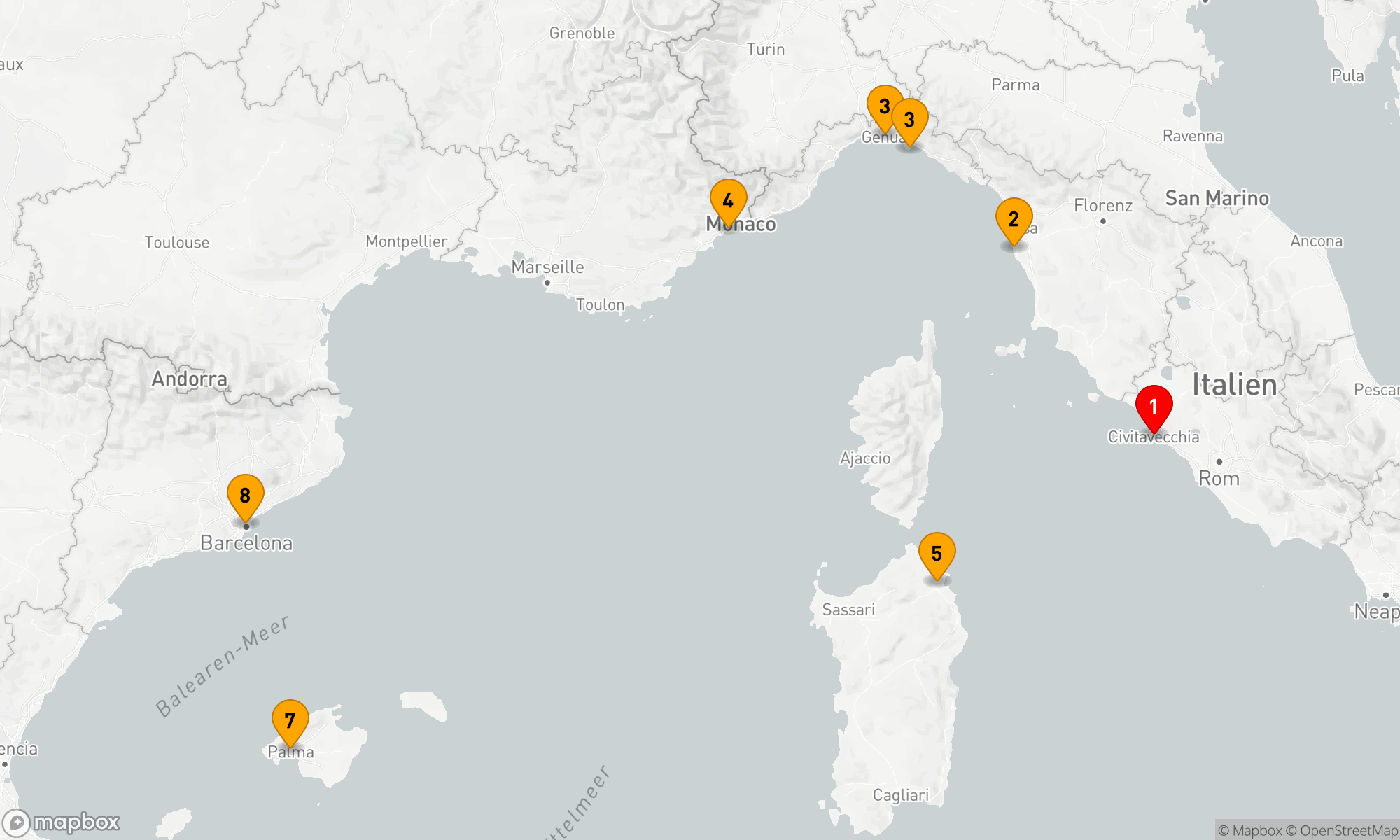 Route 7 Nächte - Kulturelle Küstenklänge: Von Rom bis Barcelona