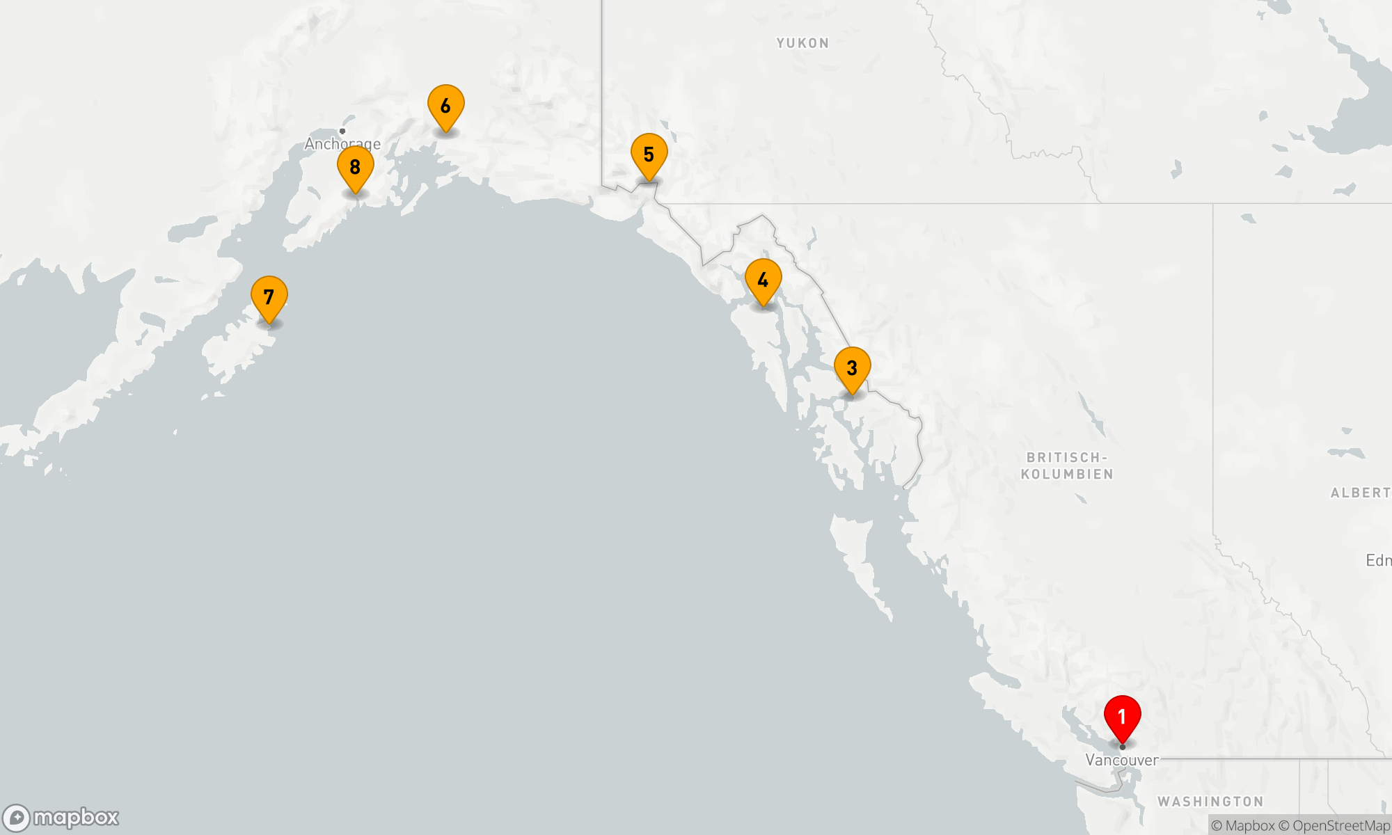 Route 7 Nächte - Naturwunder Alaskas: Fjorde und Gletscher entdecken