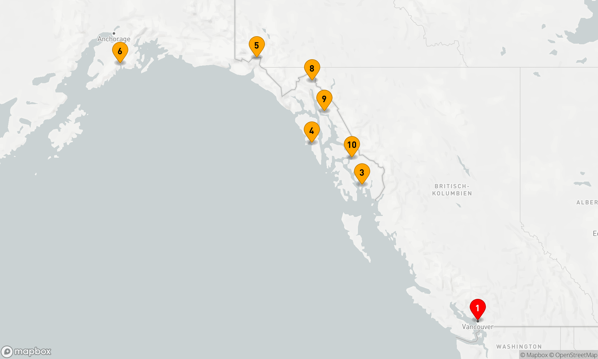 Route 11 Nächte - Alaska-Entdeckerreise: Naturwunder und Küstenzauber ab Vancouver