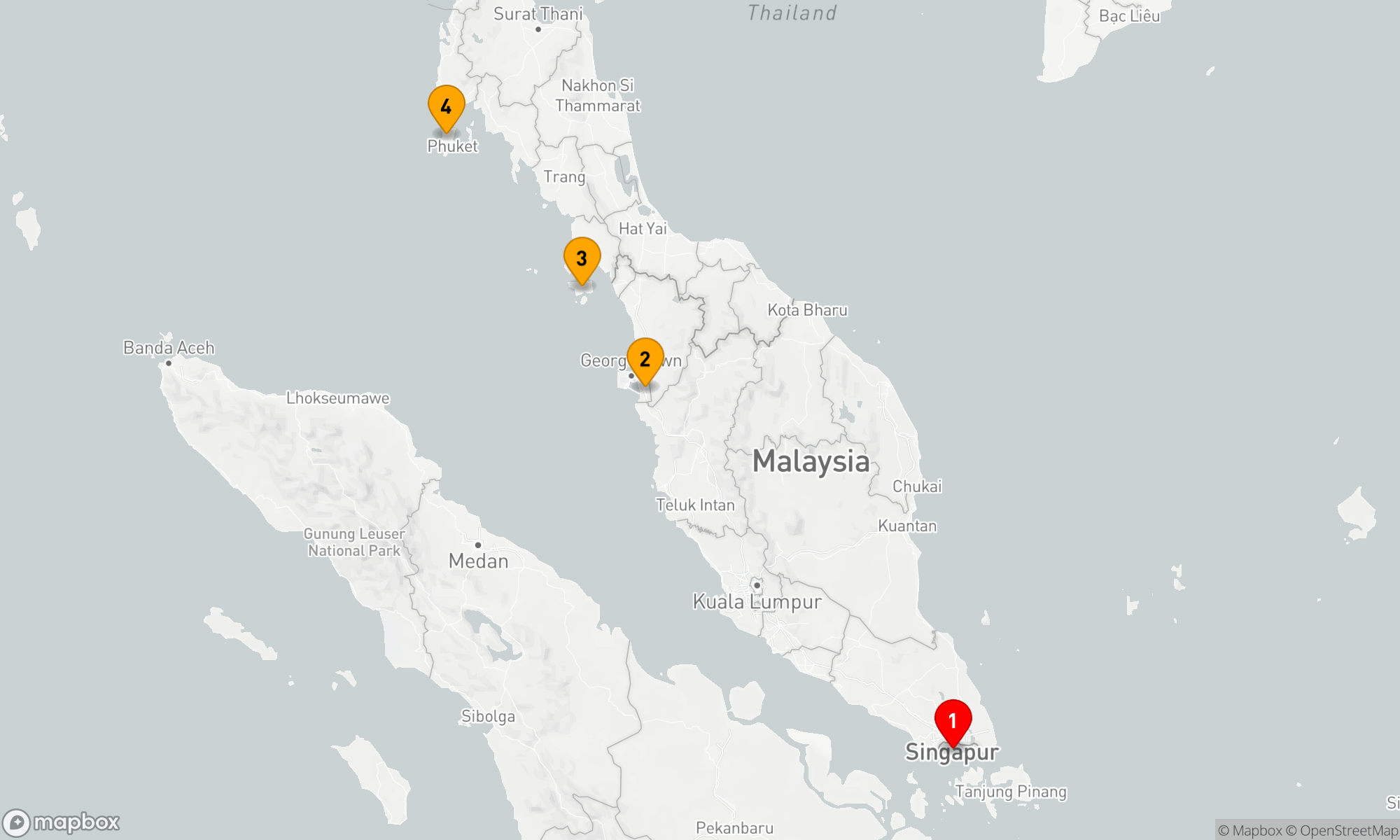 Route 5 Nächte - PENANG,  PHUKET & LANGKAWI