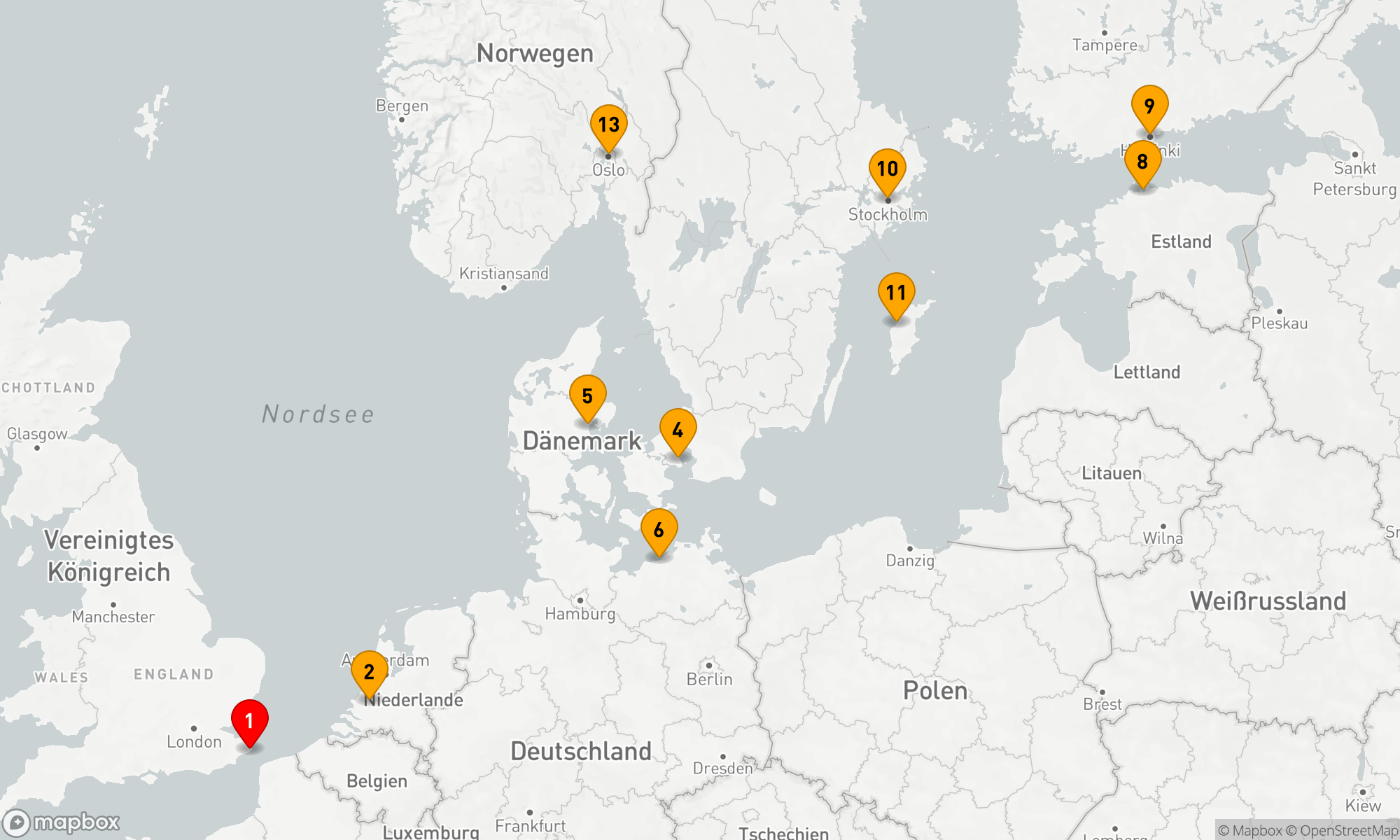 Route 14 Nächte - BALTISCHE UND SKANDINAVISCHE HAUPTSTÄDTE
