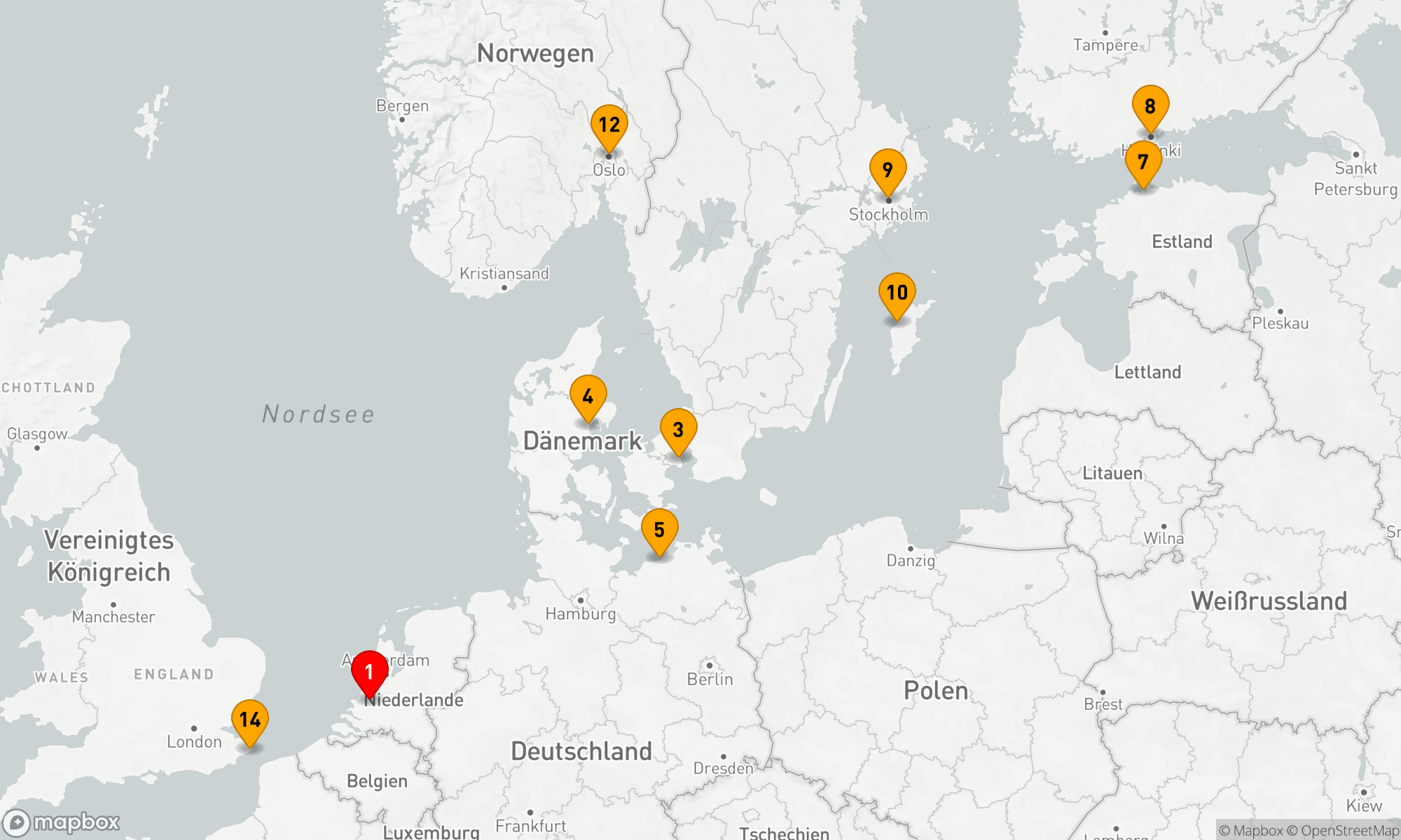 Route 14 Nächte - BALTISCHE UND SKANDINAVISCHE HAUPTSTÄDTE