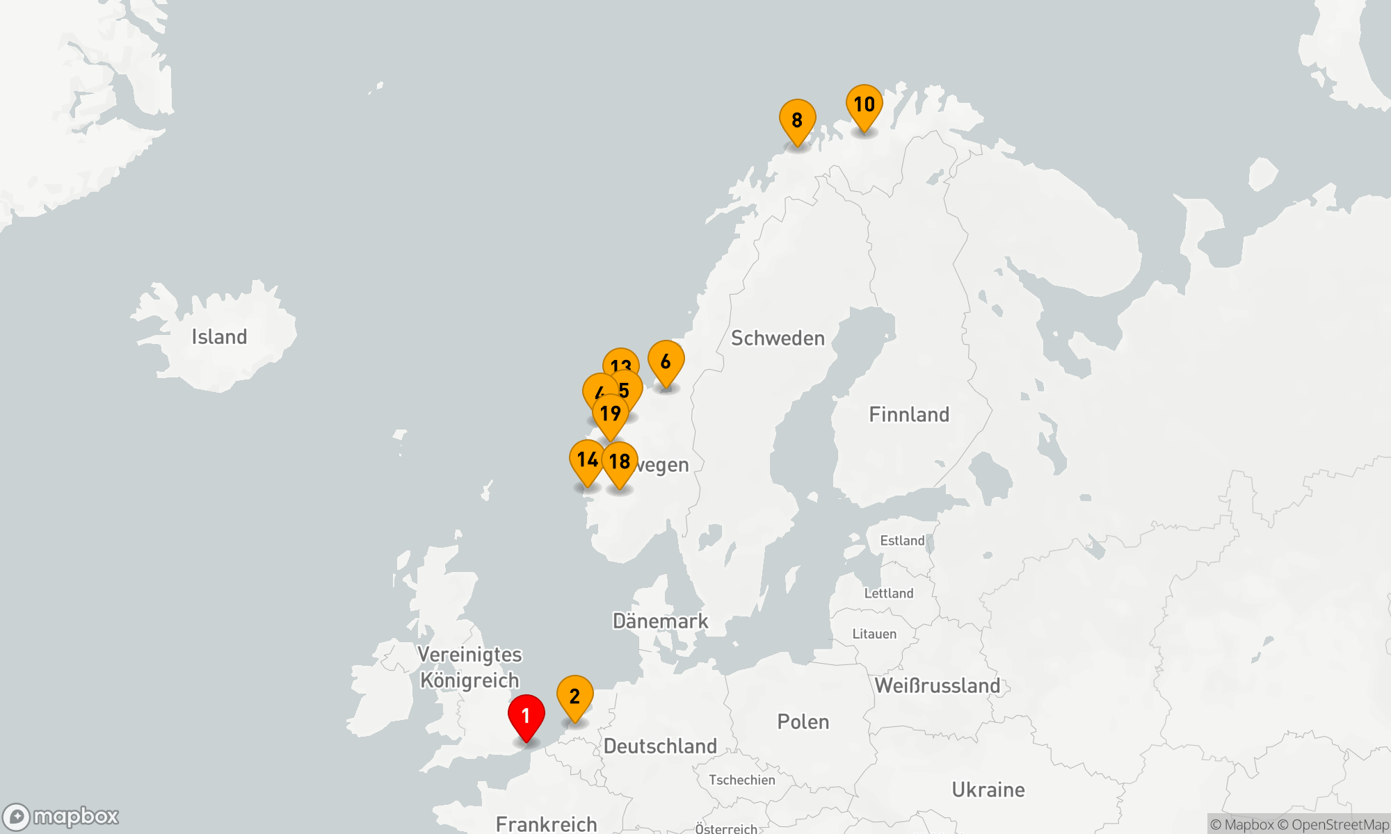 Route 22 Nächte - NORDLICHTER & NORWEGISCHE FJORDE MIT NORDFJORD