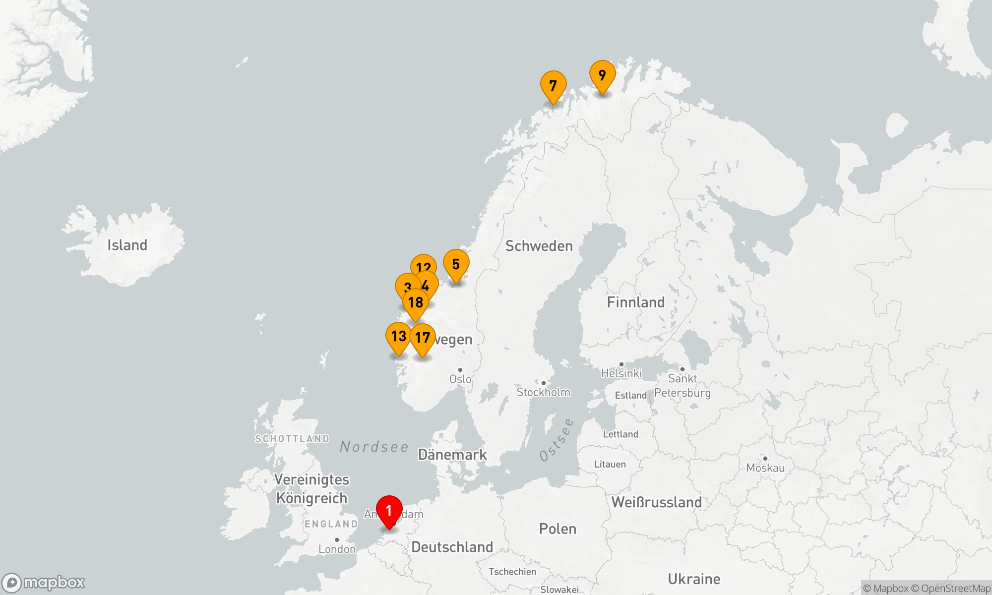 Route 21 Nächte - NORDLICHTER & NORWEGISCHE FJORDE MIT NORDFJORD