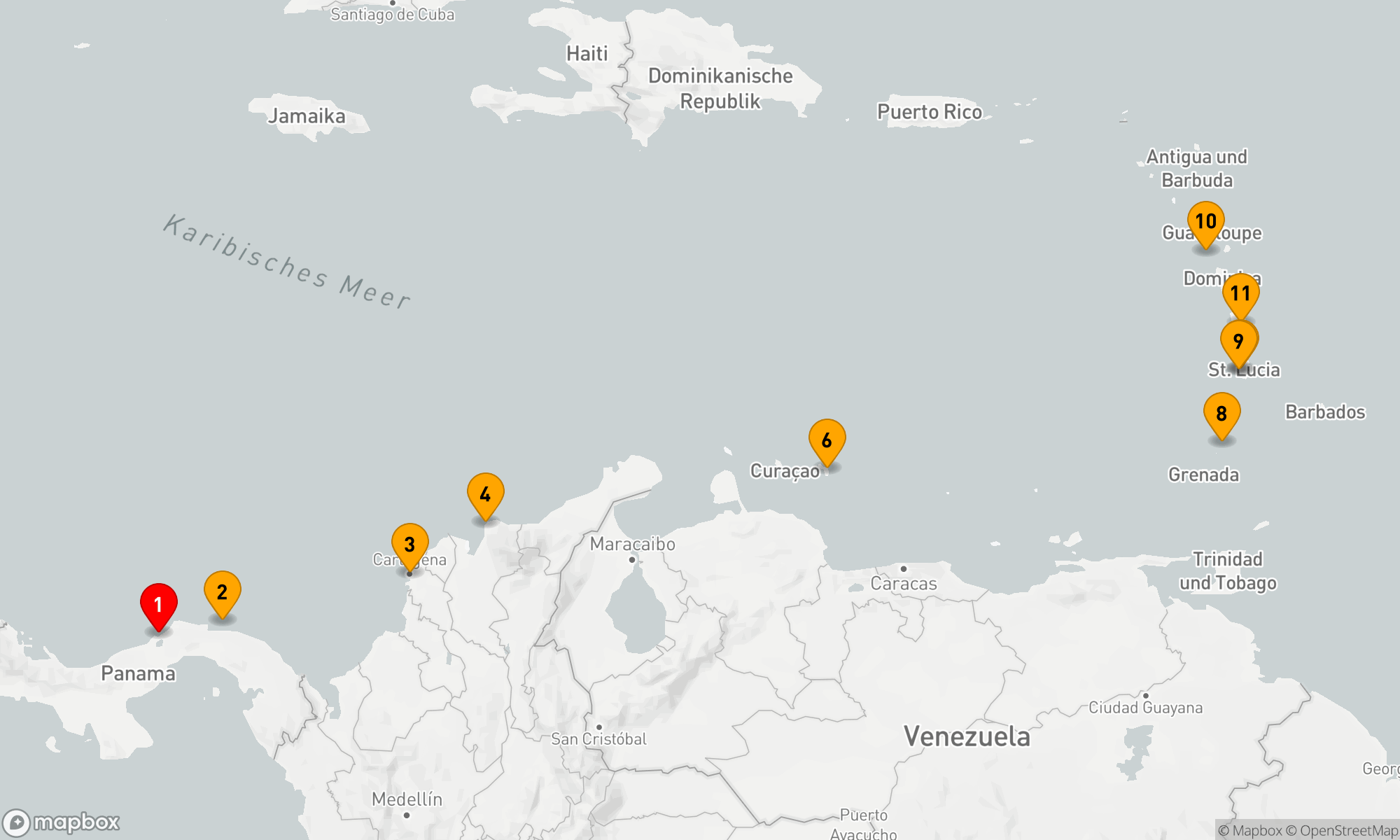 Route 10 Nächte - Panama,  Kolumbien und karibische Inseln