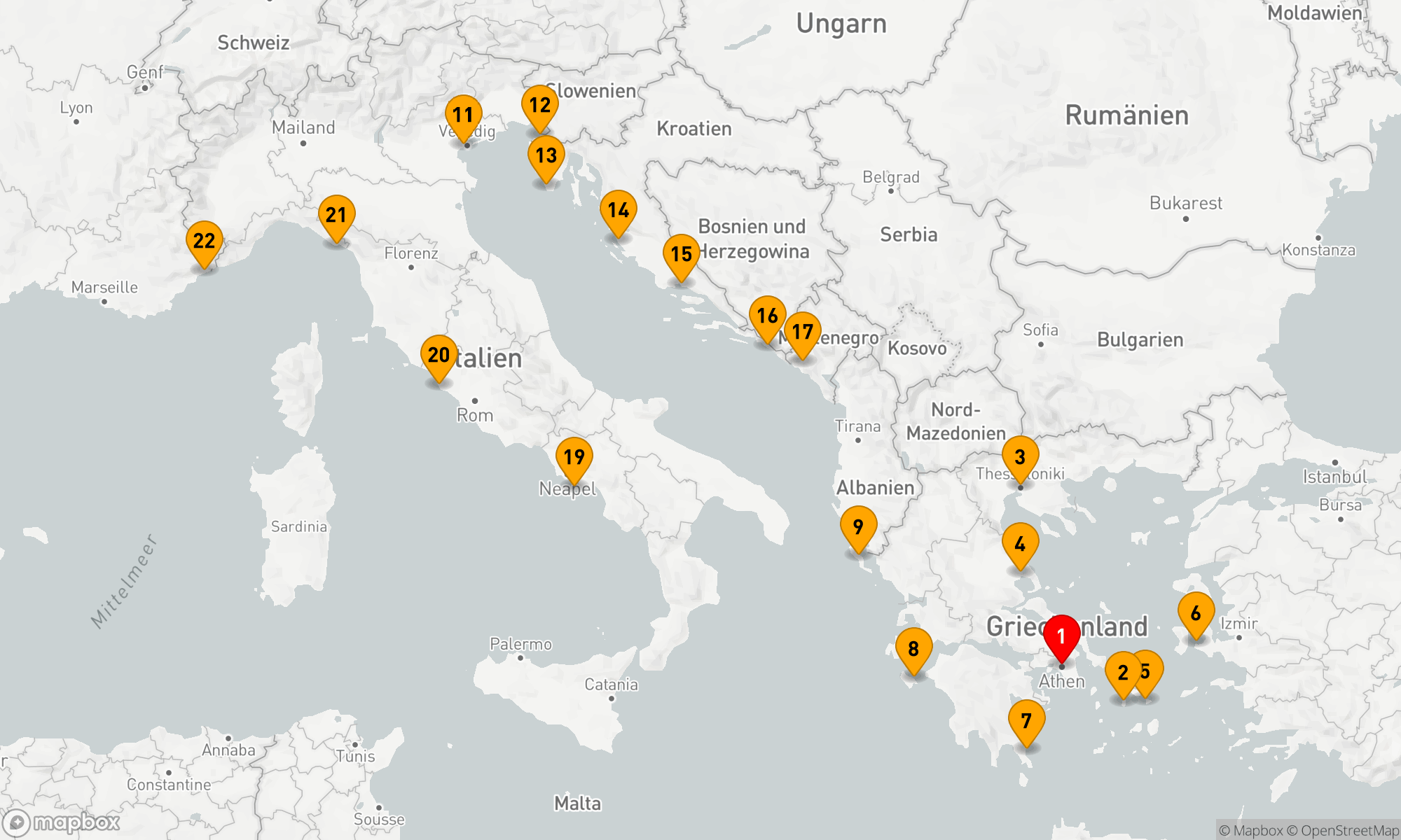 Route 21 Nächte - KREUZFAHRT GRIECHENLAND & KROATIEN: SYROS,  MYKONOS & KOTOR