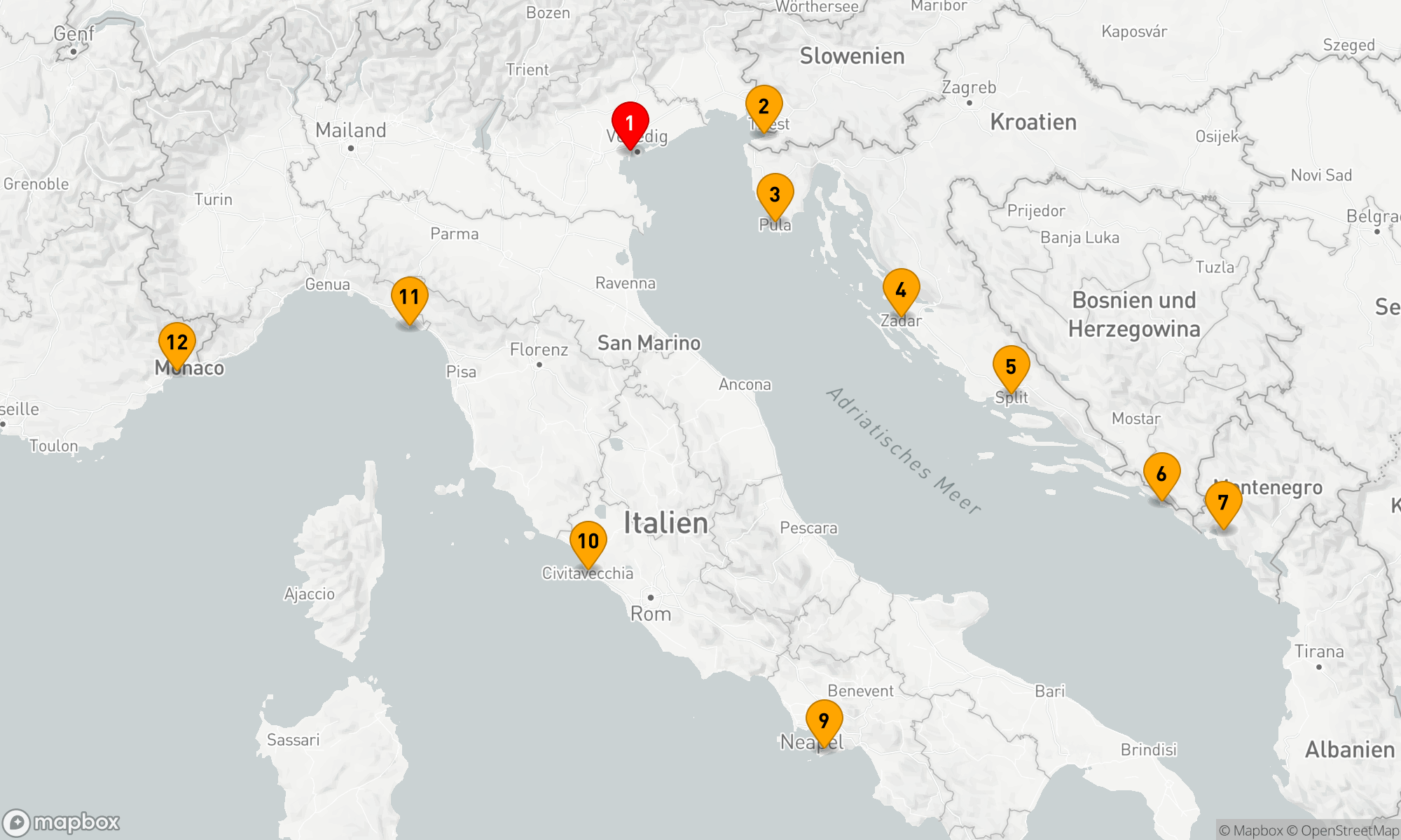 Route 11 Nächte - ITALIEN & KROATIEN KREUZFAHRT: VENEDIG,  DUBROVNIK & ROM